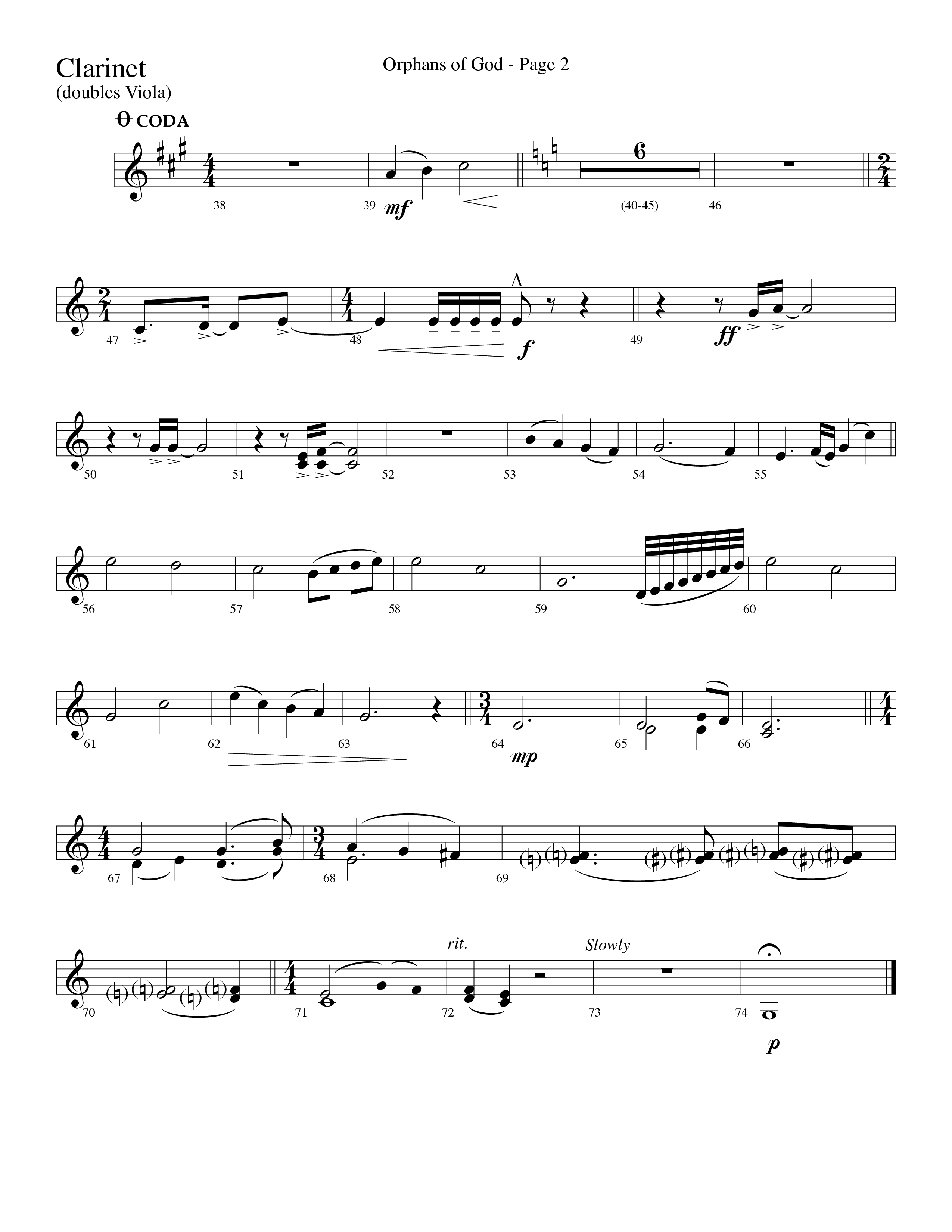 Orphans Of God (Choral Anthem SATB) Clarinet (Lifeway Choral / Arr. Dave Williamson)