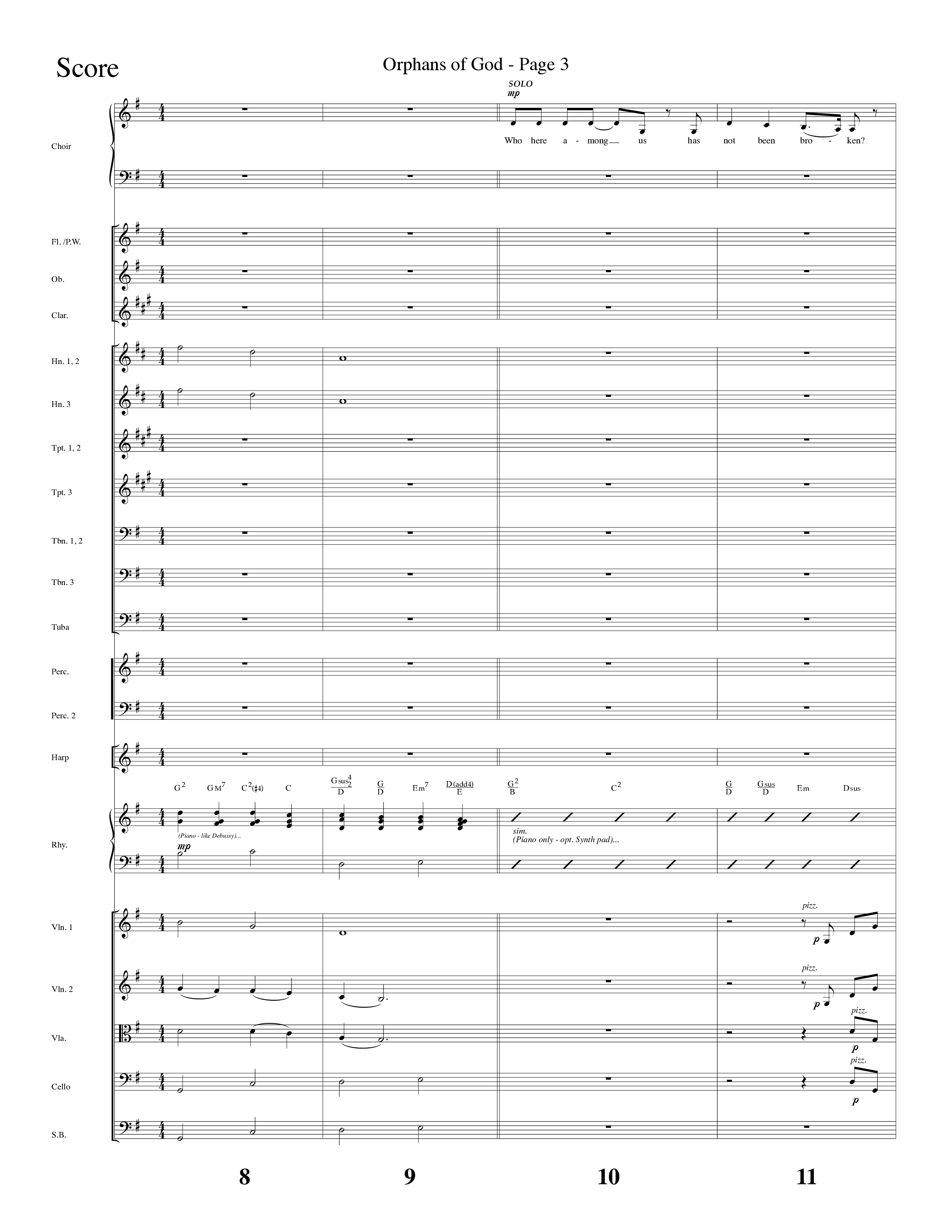 Orphans Of God (Choral Anthem SATB) Conductor's Score (Lifeway Choral / Arr. Dave Williamson)