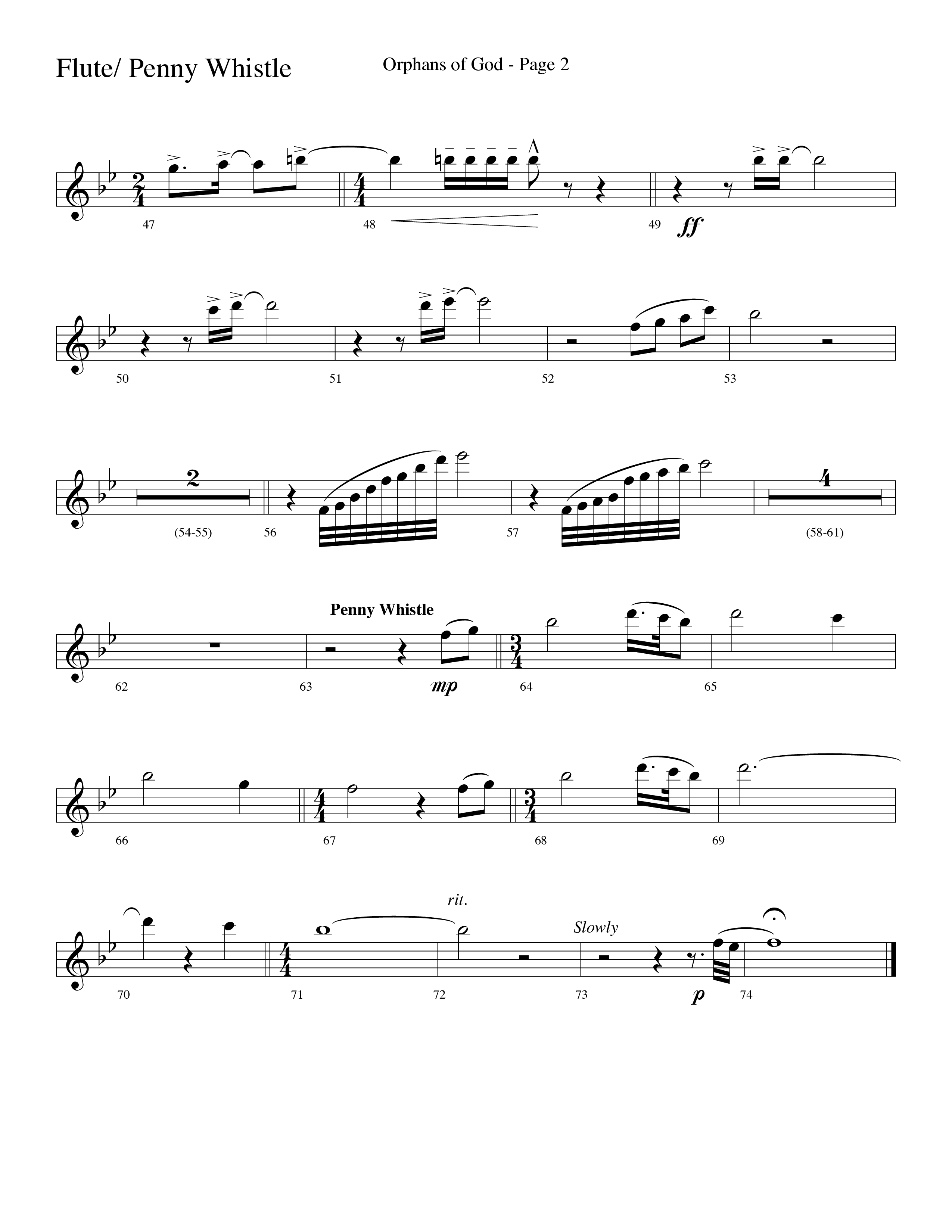 Orphans Of God (Choral Anthem SATB) Flute (Lifeway Choral / Arr. Dave Williamson)
