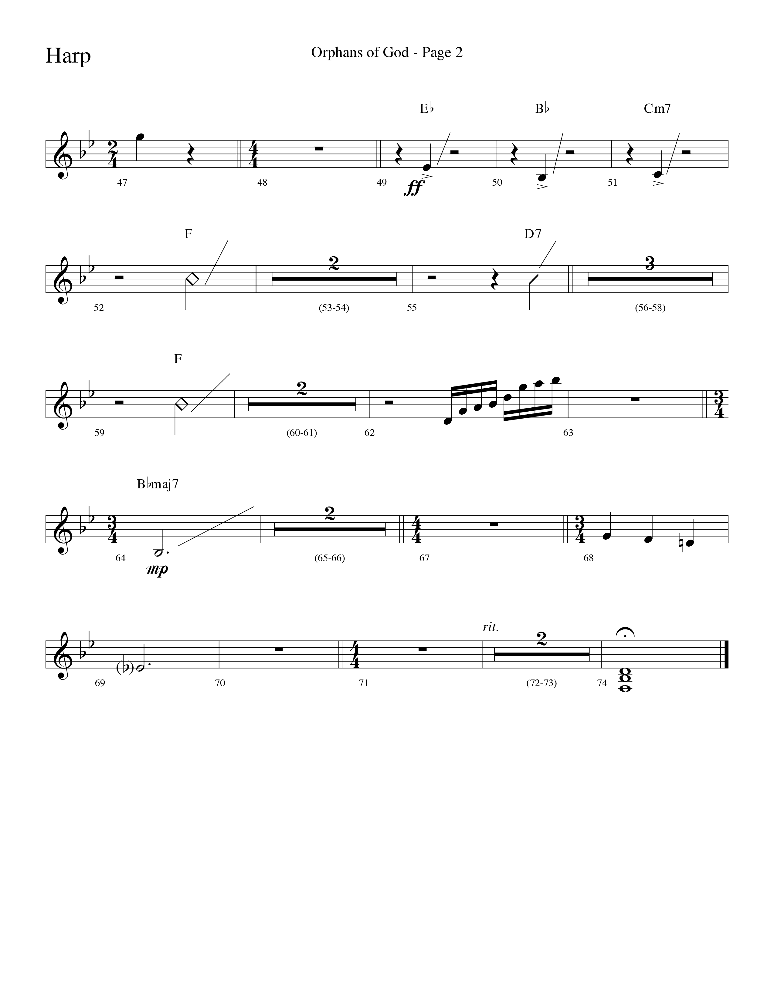 Orphans Of God (Choral Anthem SATB) Harp (Lifeway Choral / Arr. Dave Williamson)