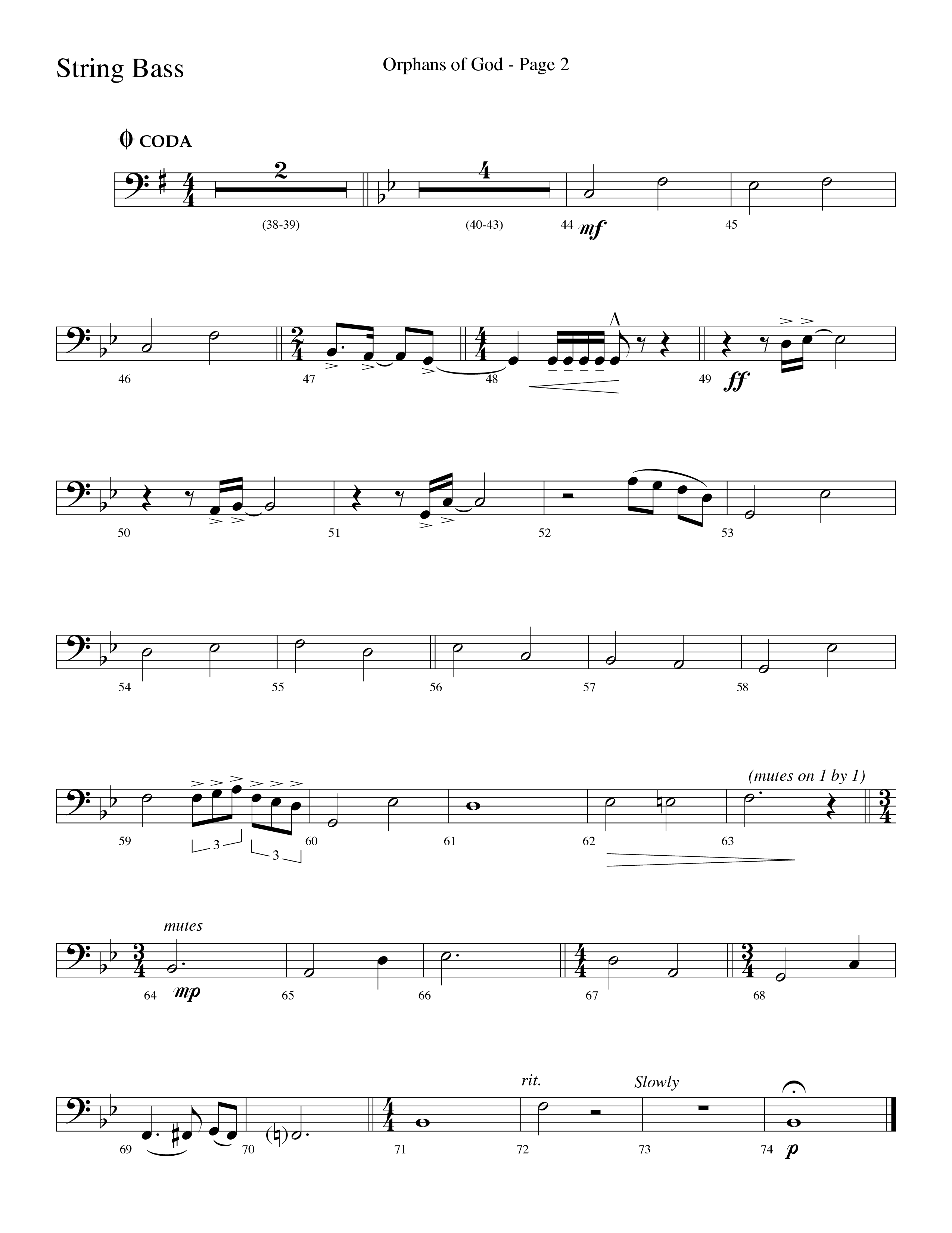 Orphans Of God (Choral Anthem SATB) String Bass (Lifeway Choral / Arr. Dave Williamson)