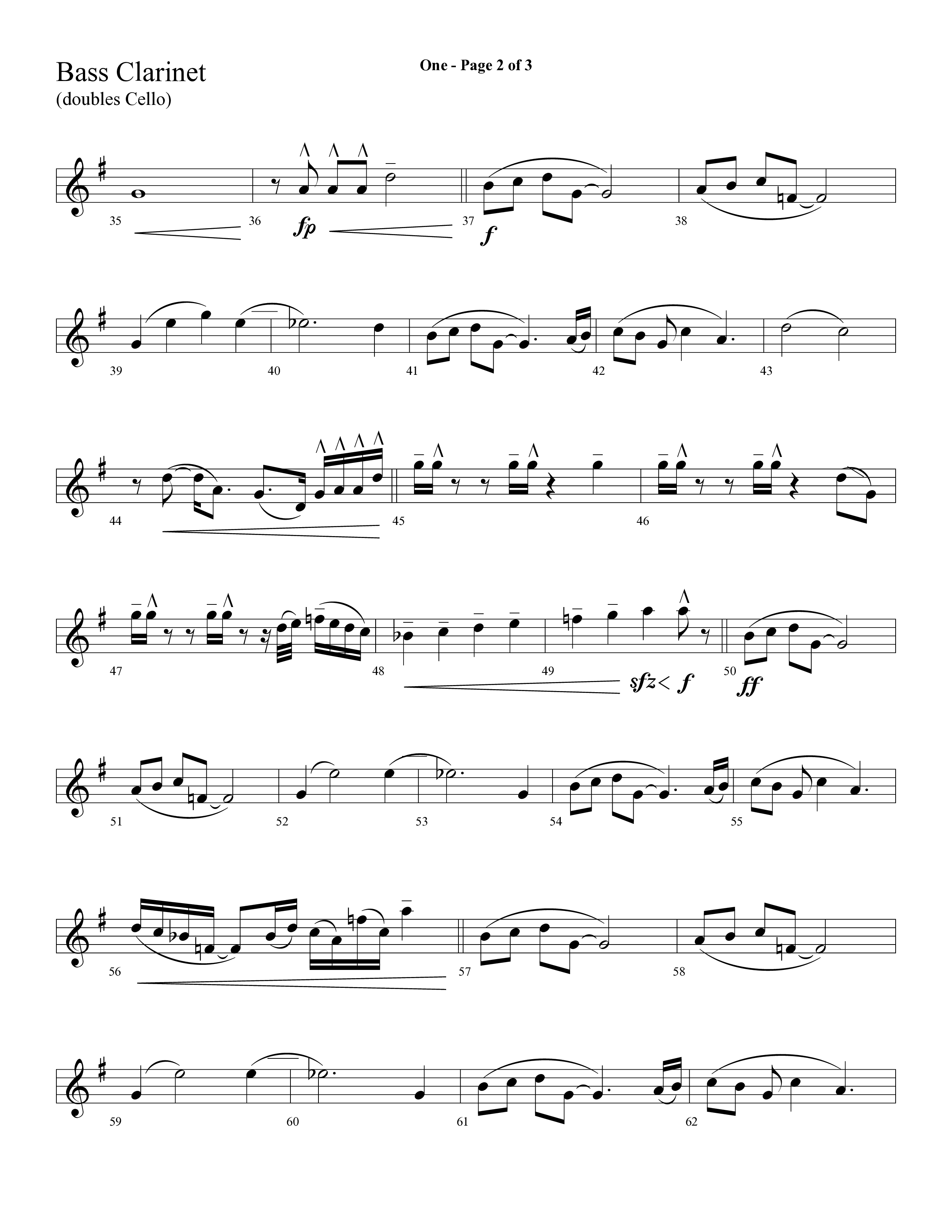 One (Choral Anthem SATB) Bass Clarinet (Lifeway Choral)