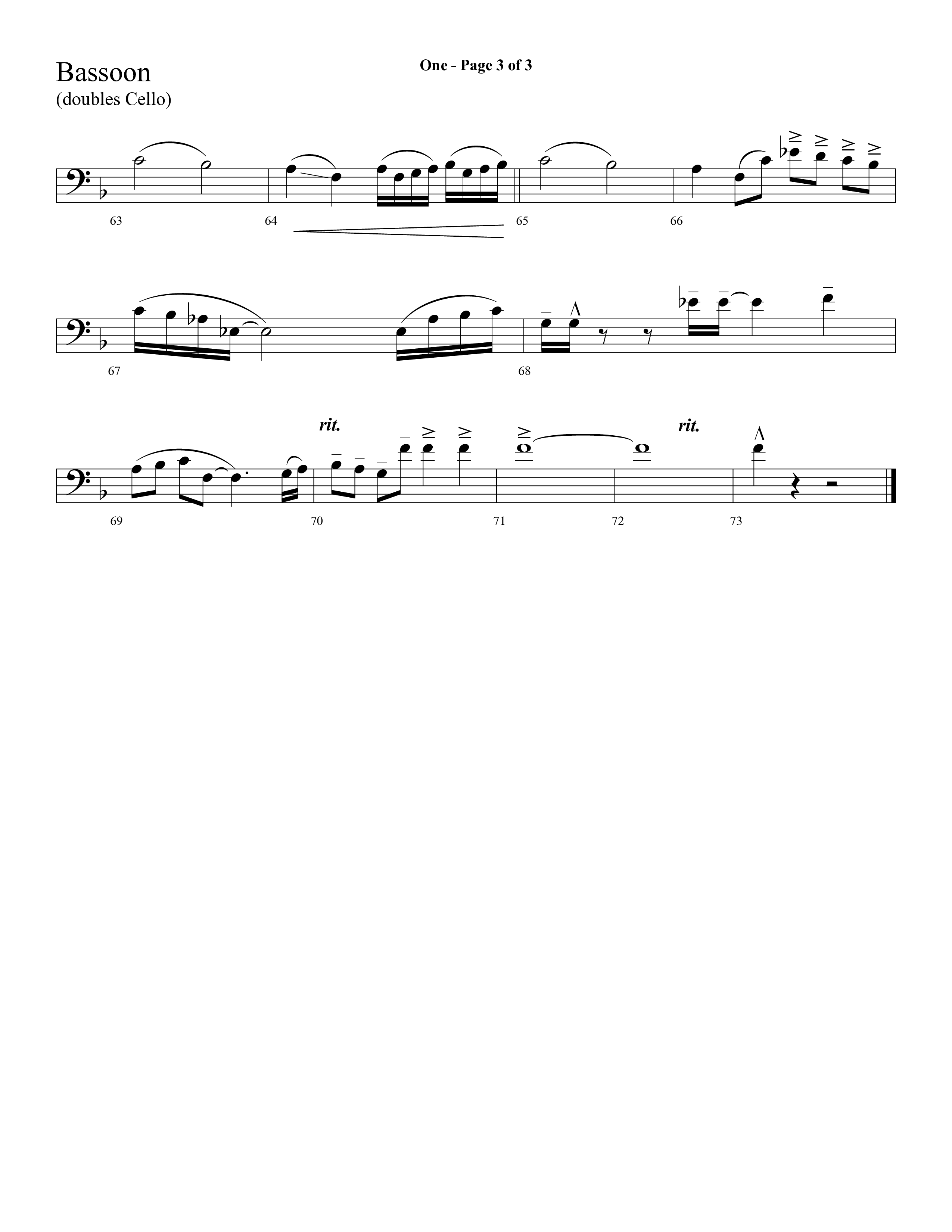 One (Choral Anthem SATB) Bassoon (Lifeway Choral)