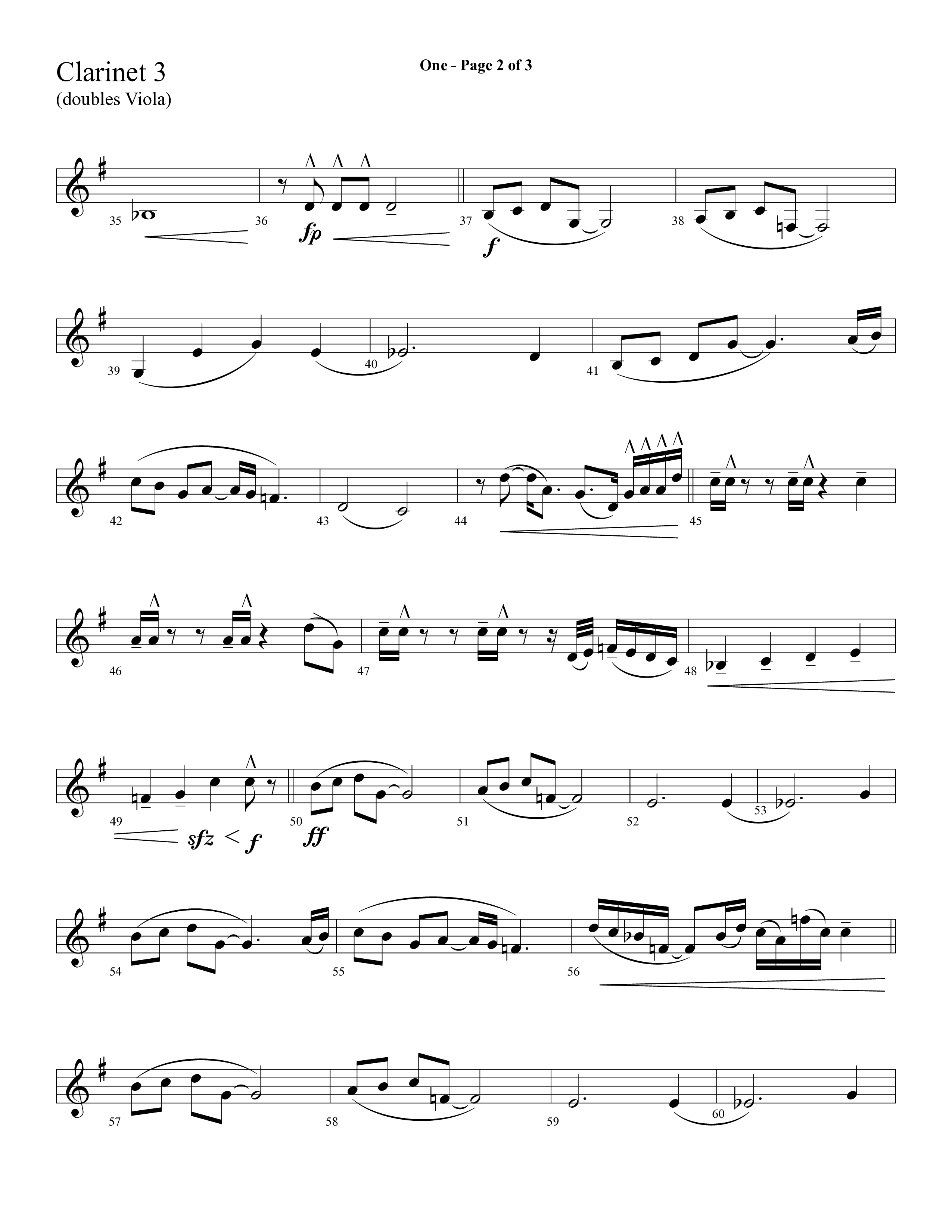 One (Choral Anthem SATB) Clarinet 3 (Lifeway Choral)