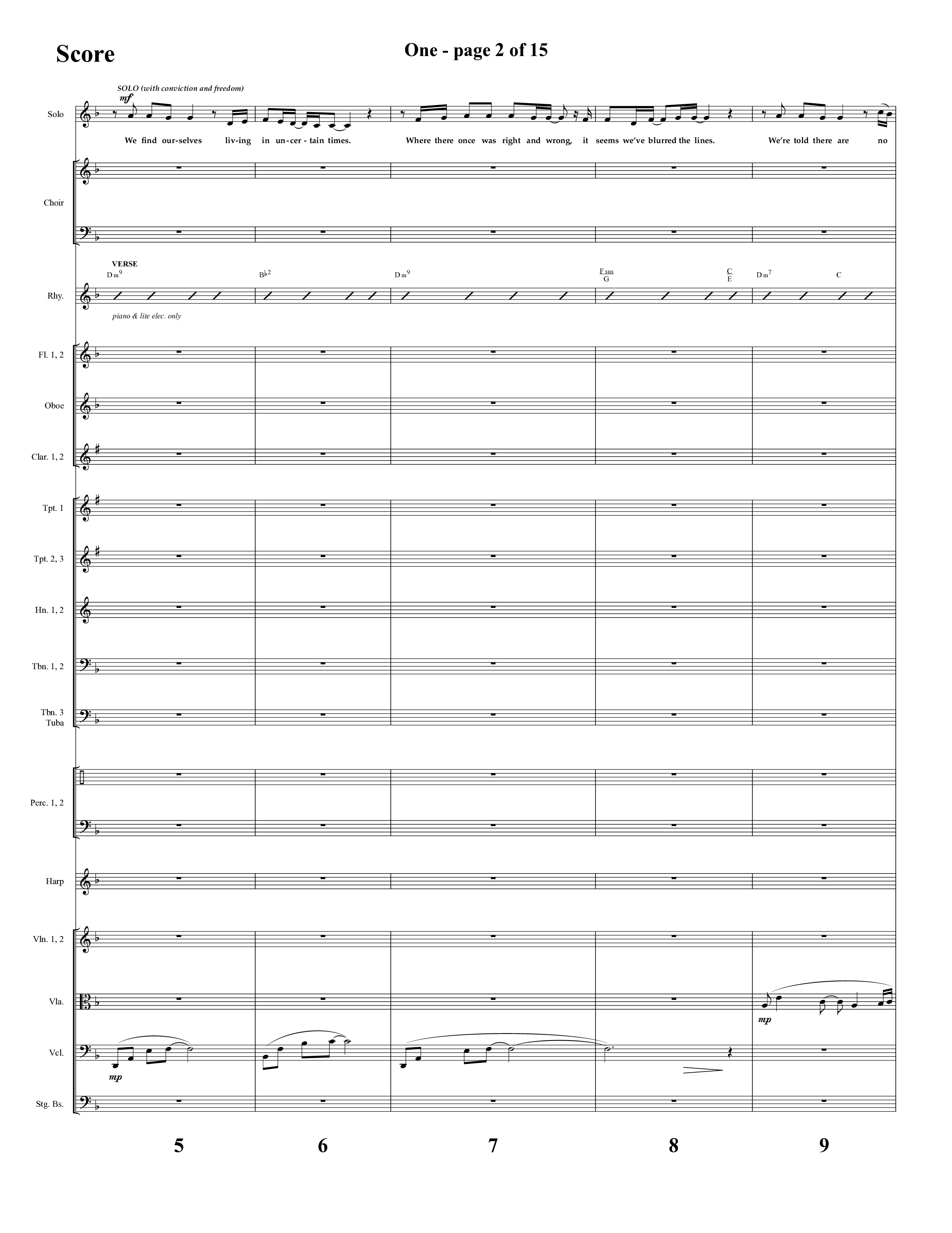 One (Choral Anthem SATB) Orchestration (Lifeway Choral)
