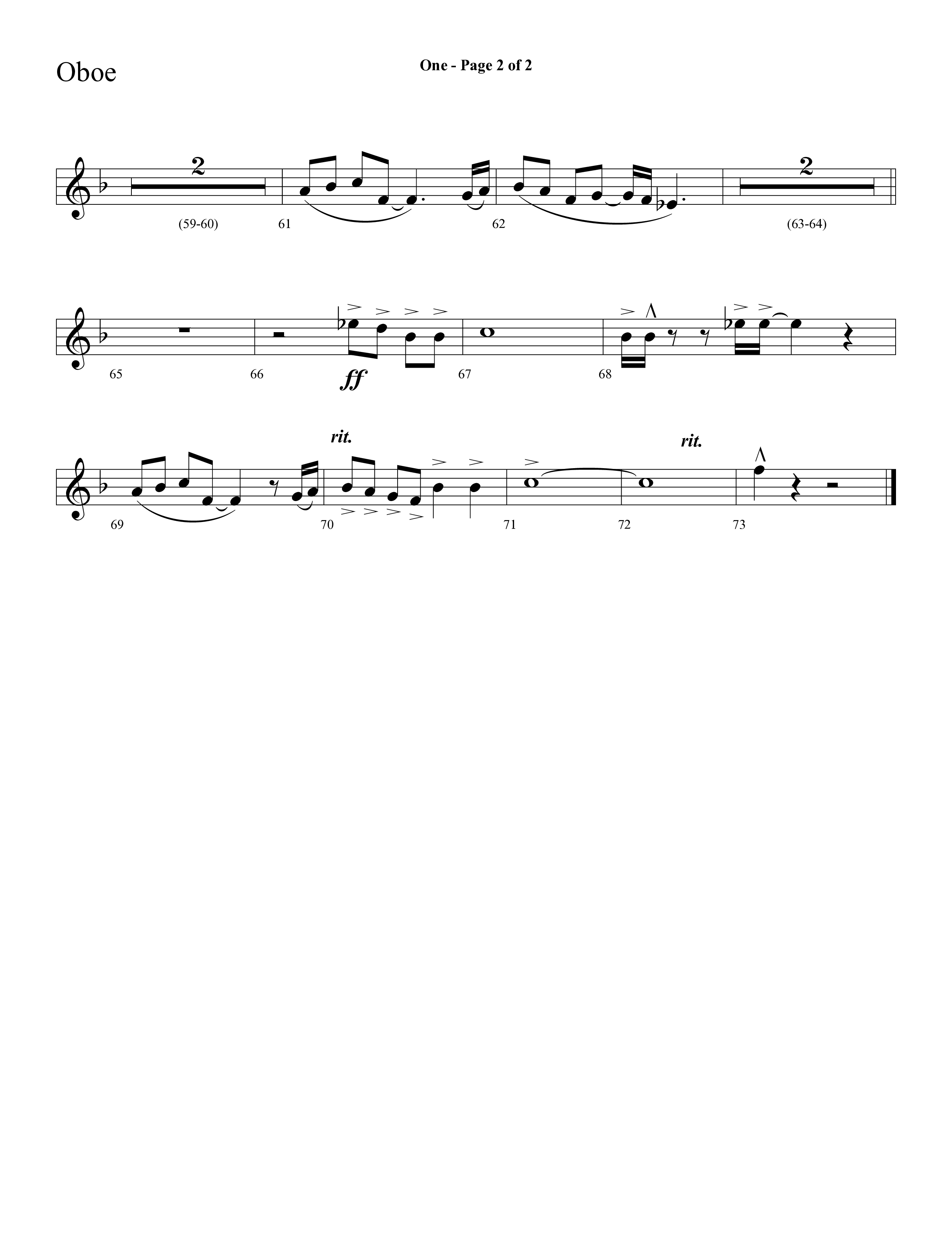 One (Choral Anthem SATB) Oboe (Lifeway Choral)