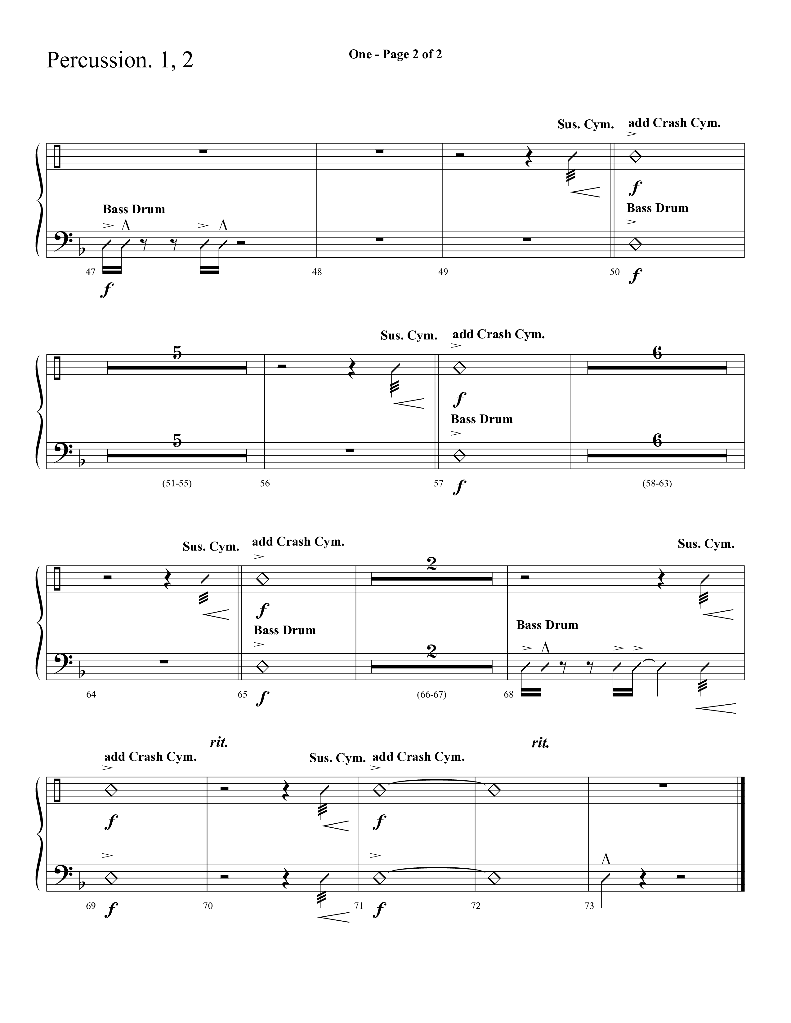 One (Choral Anthem SATB) Percussion 1/2 (Lifeway Choral)