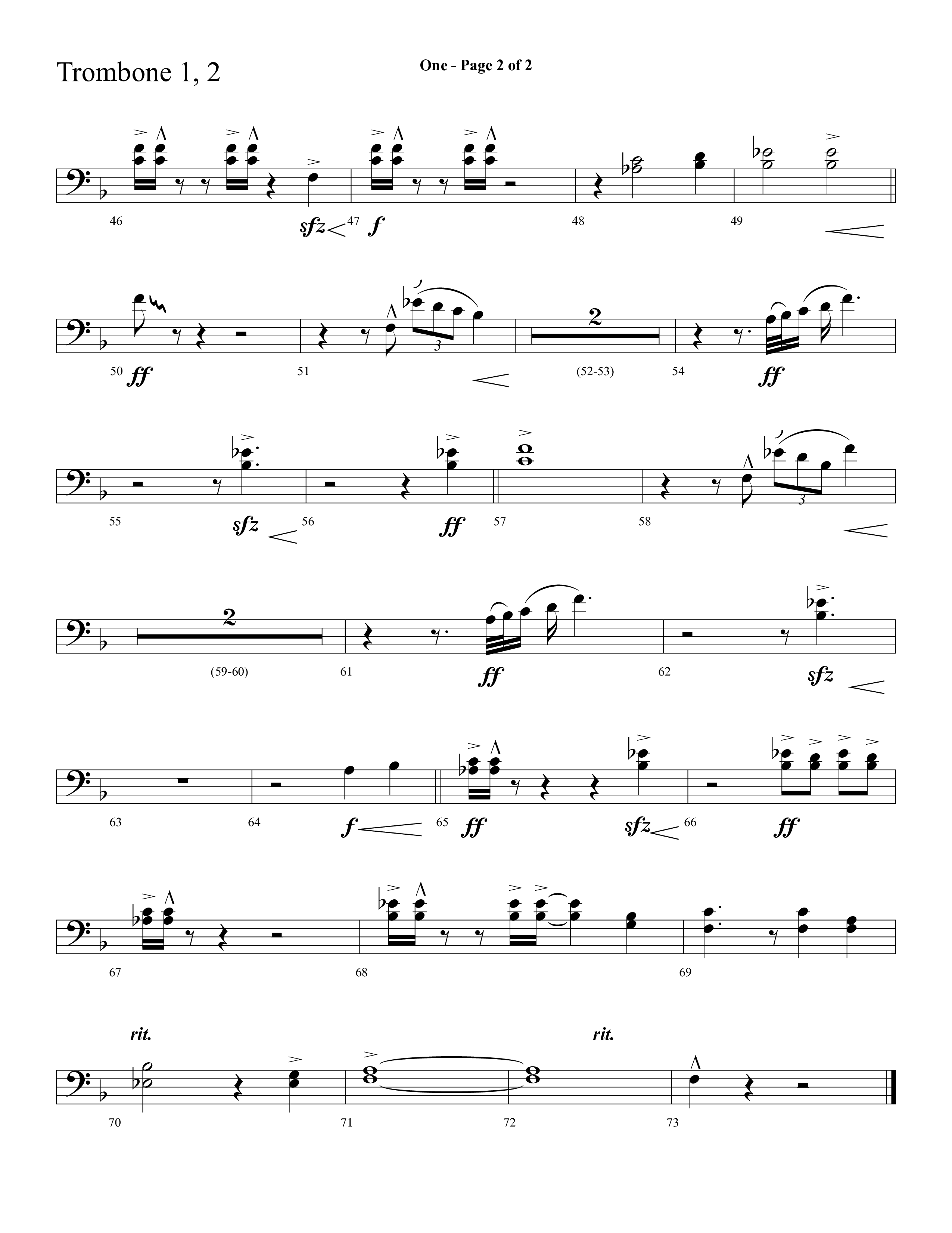 One (Choral Anthem SATB) Trombone 1/2 (Lifeway Choral)