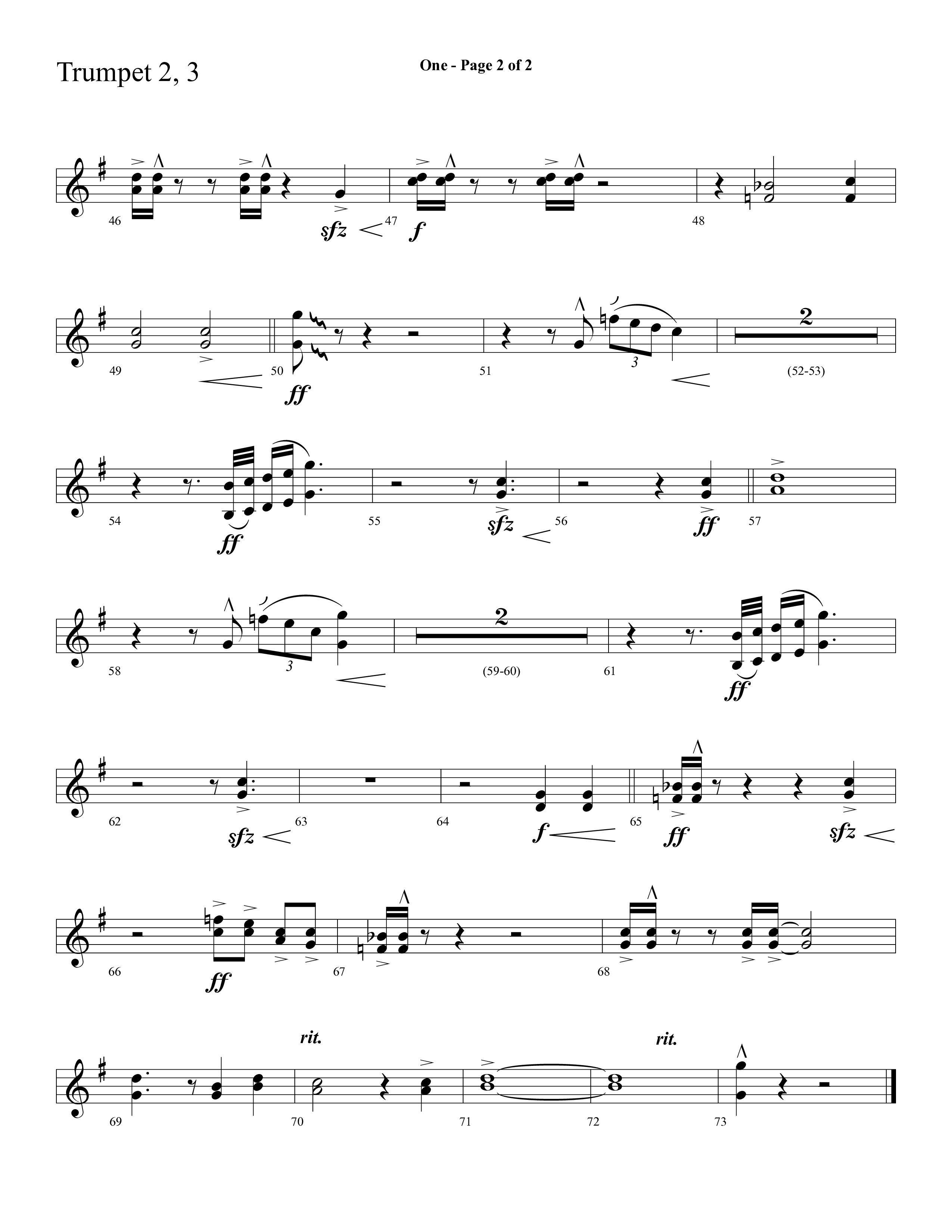 One (Choral Anthem SATB) Trumpet 3 (Lifeway Choral)