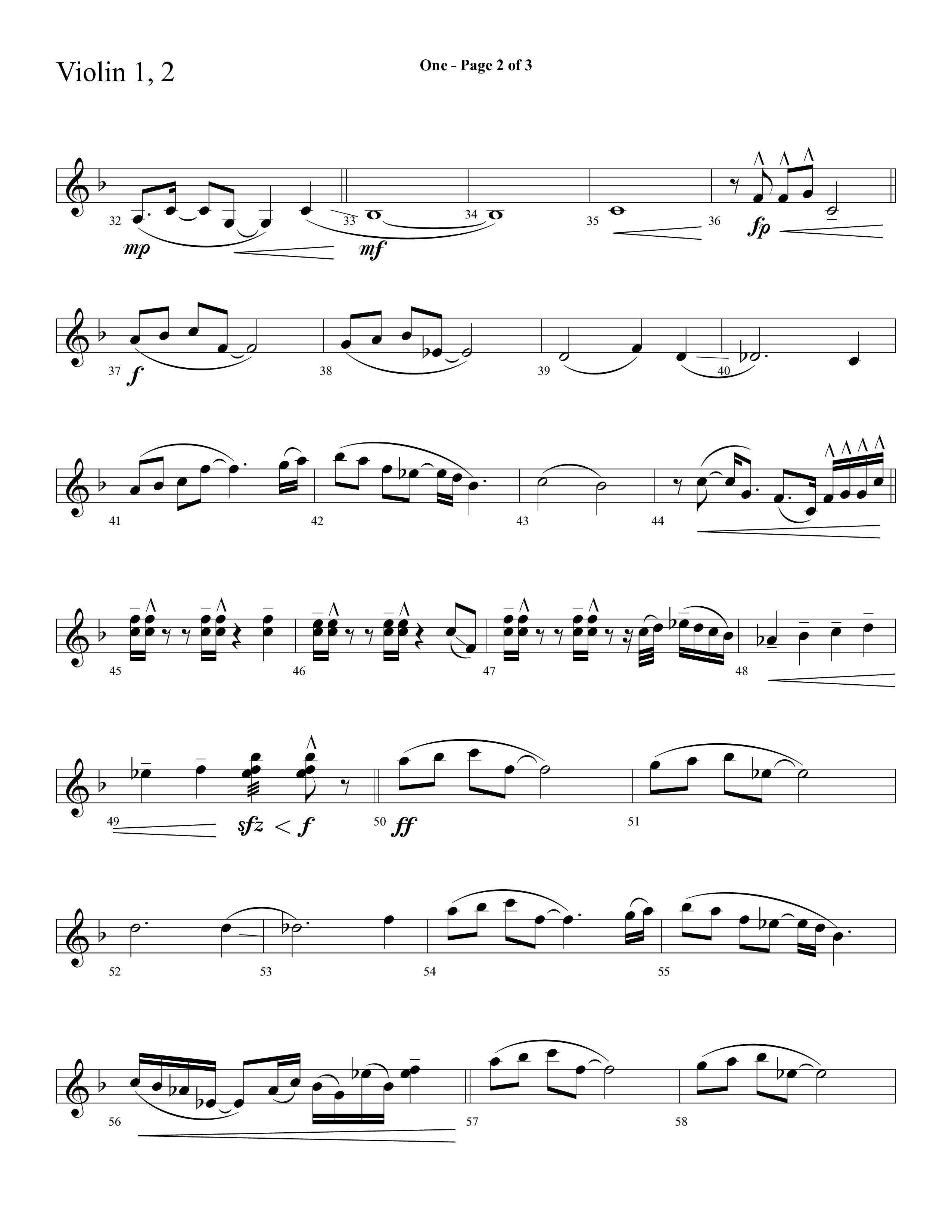 One (Choral Anthem SATB) Violin 1/2 (Lifeway Choral)