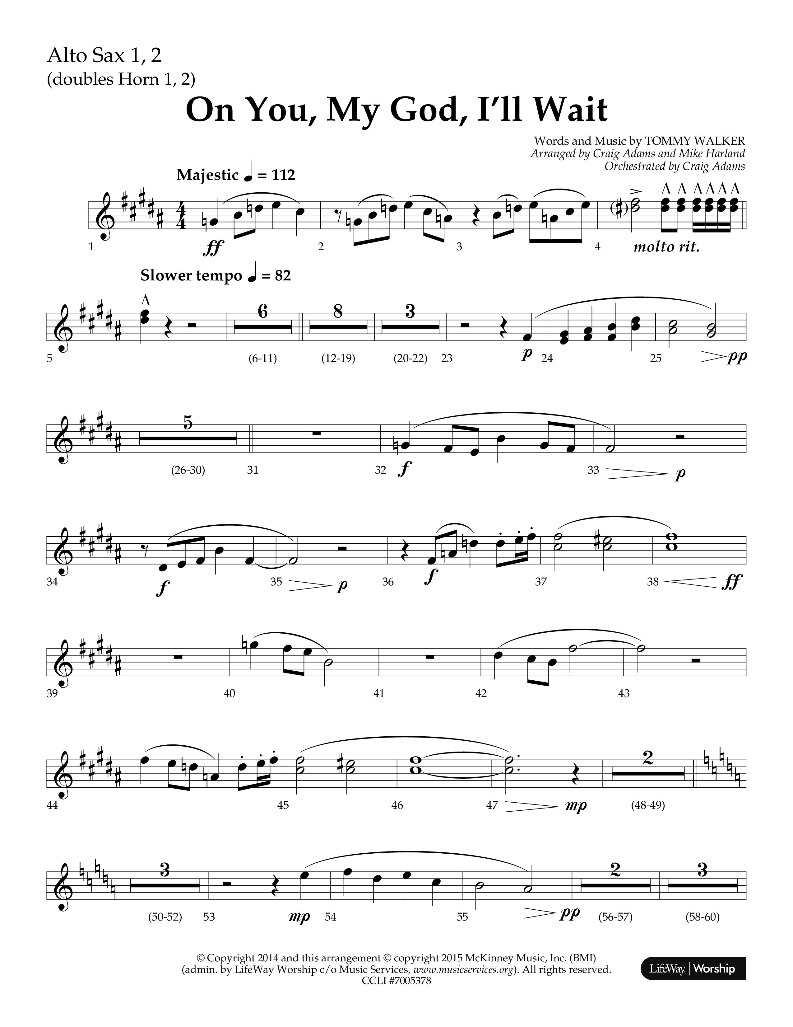 On You My God I'll Wait (Choral Anthem SATB) Alto Sax 1/2 (Lifeway Choral / Arr. Craig Adams / Arr. Mike Harland)