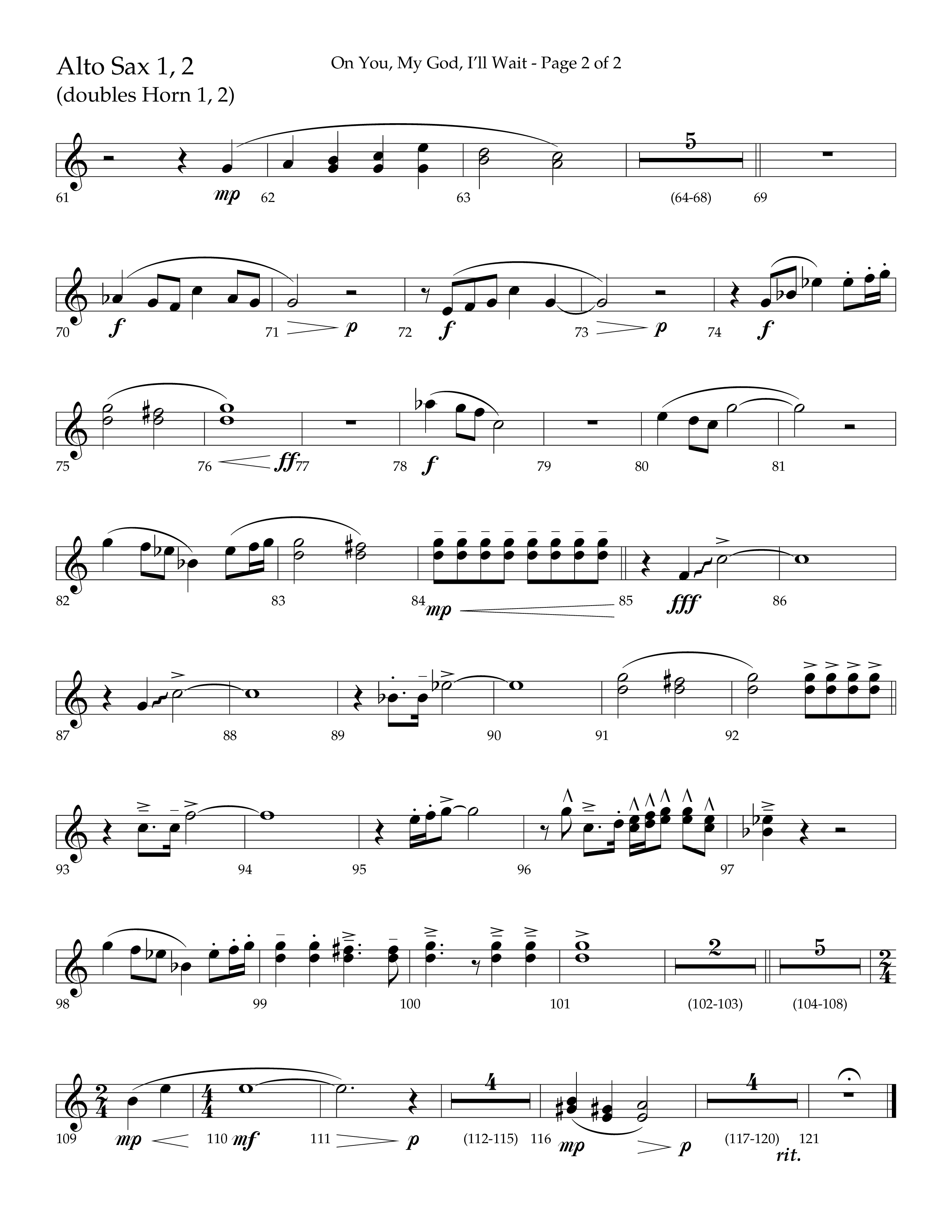 On You My God I'll Wait (Choral Anthem SATB) Alto Sax 1/2 (Lifeway Choral / Arr. Craig Adams / Arr. Mike Harland)