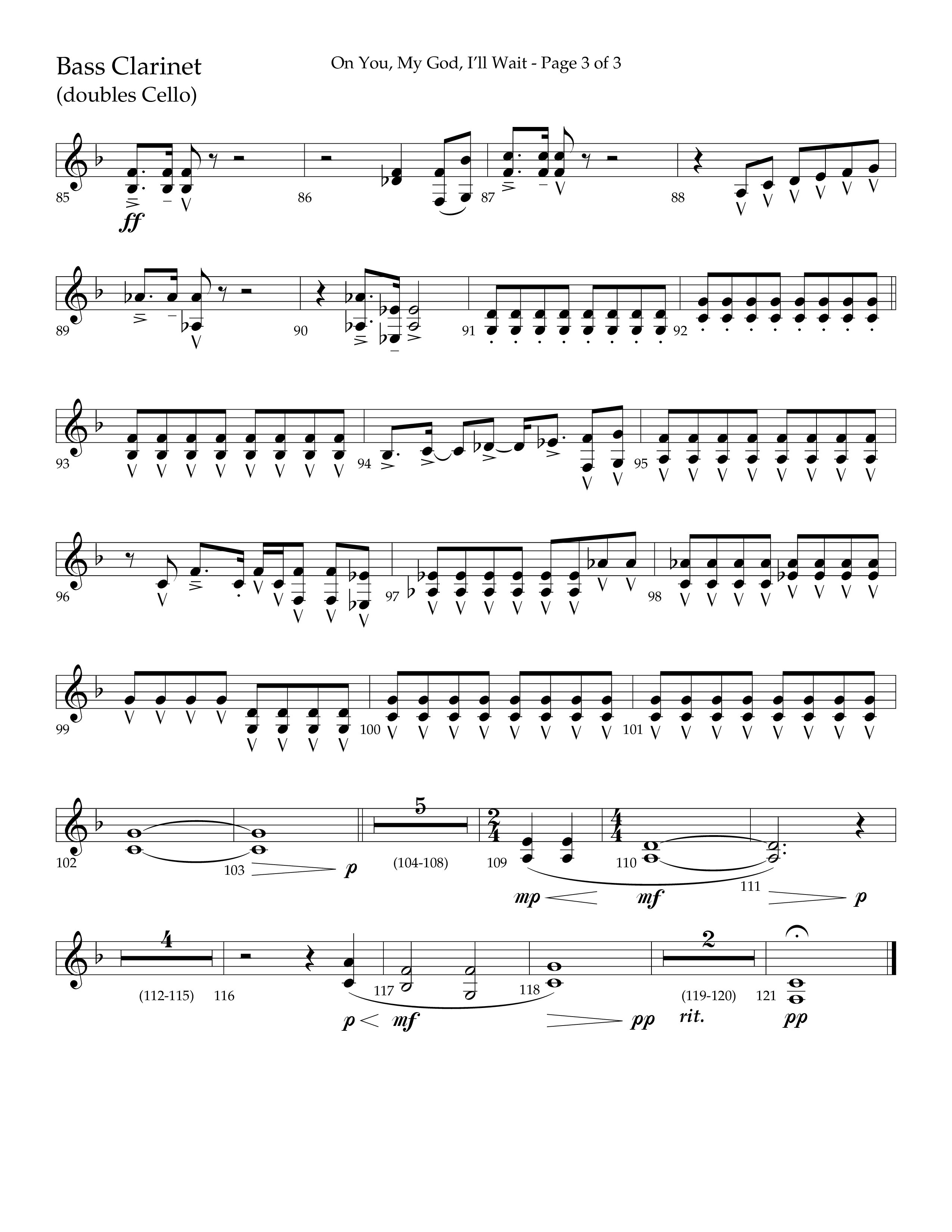 On You My God I'll Wait (Choral Anthem SATB) Bass Clarinet (Lifeway Choral / Arr. Craig Adams / Arr. Mike Harland)