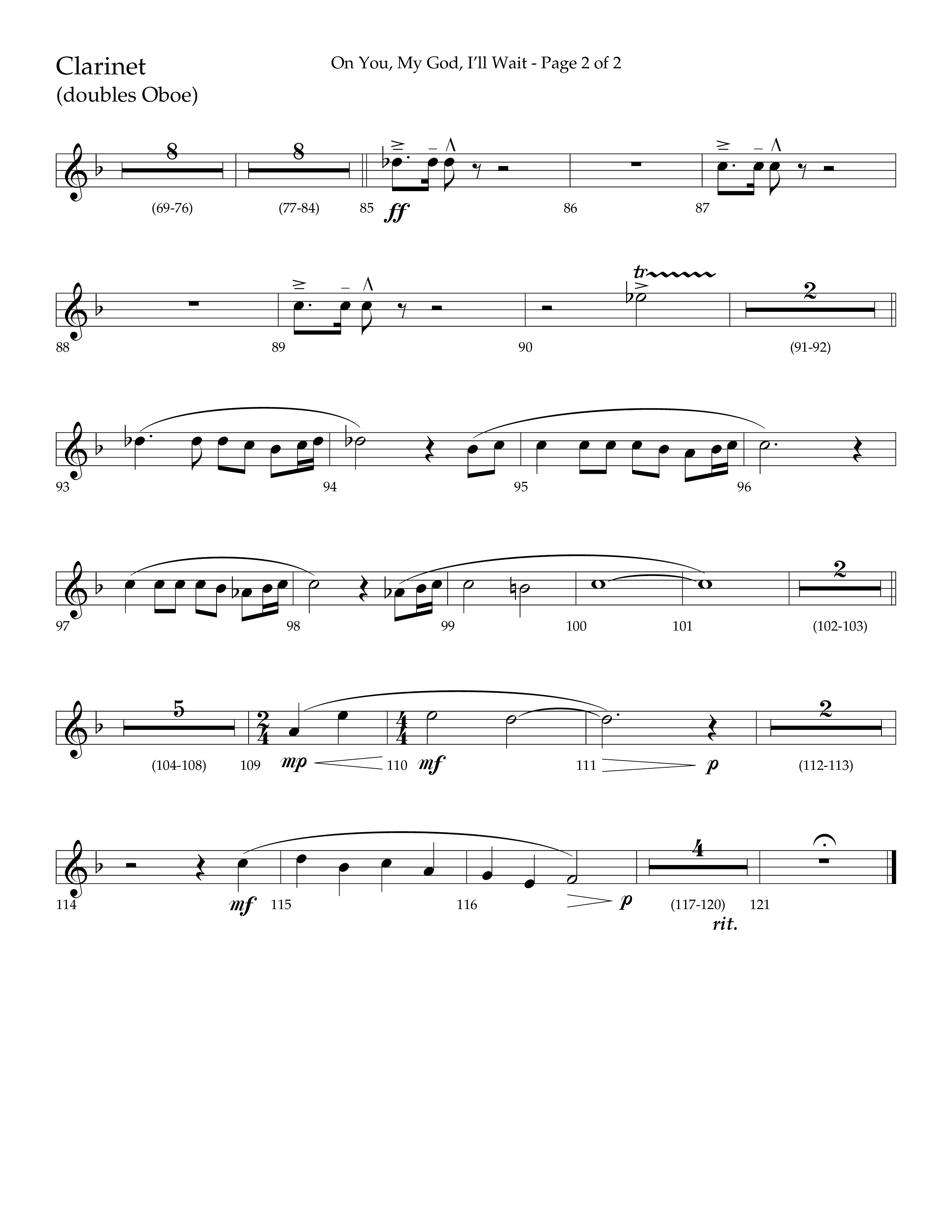 On You My God I'll Wait (Choral Anthem SATB) Clarinet (Lifeway Choral / Arr. Craig Adams / Arr. Mike Harland)