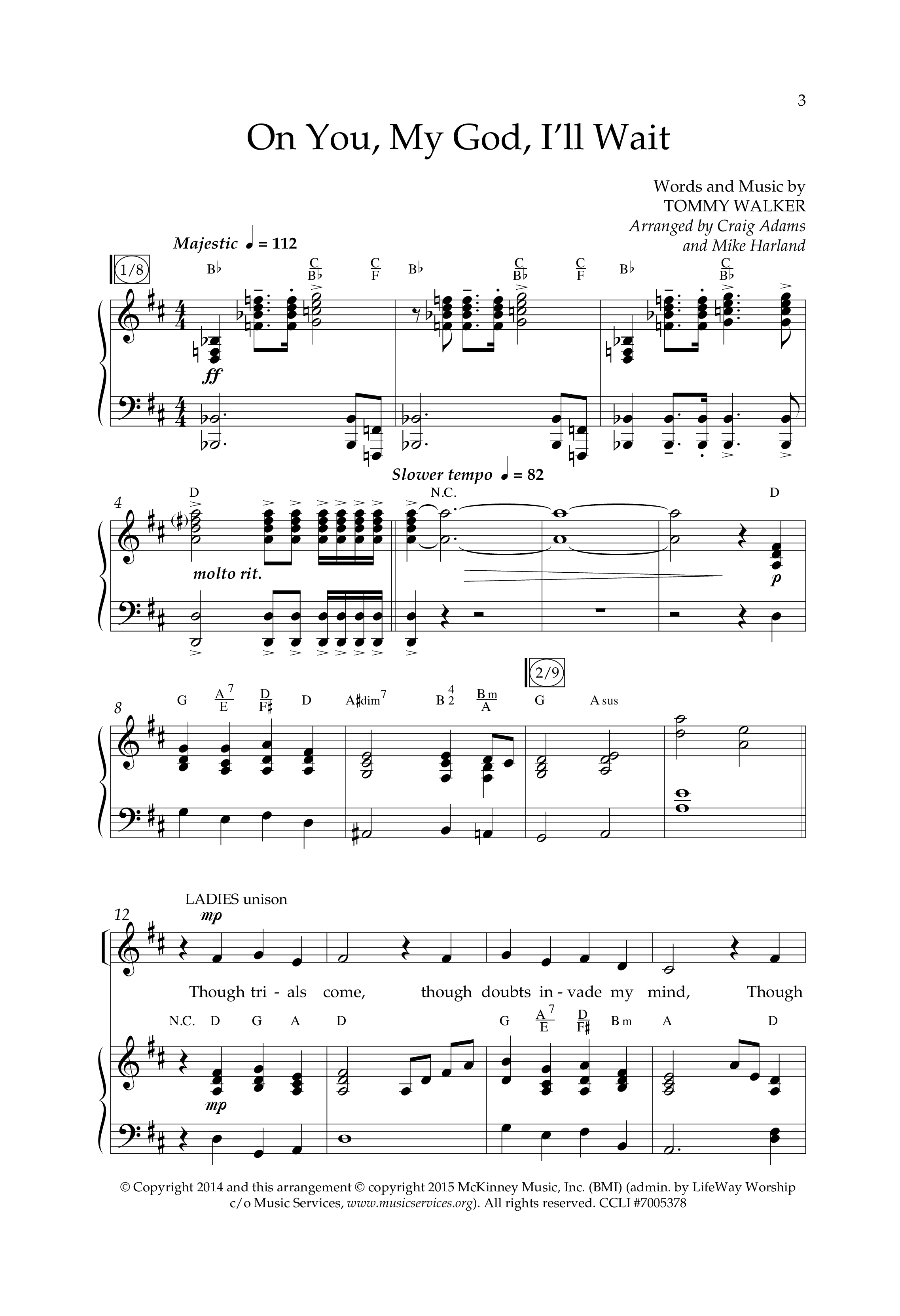 On You My God I'll Wait (Choral Anthem SATB) Anthem (SATB/Piano) (Lifeway Choral / Arr. Craig Adams / Arr. Mike Harland)