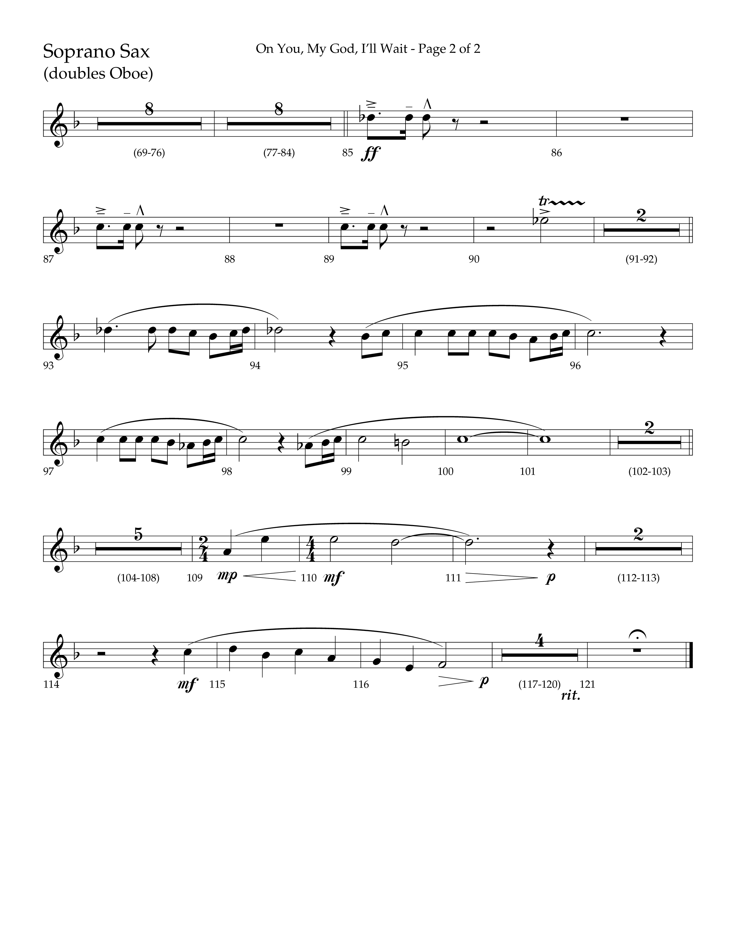 On You My God I'll Wait (Choral Anthem SATB) Soprano Sax (Lifeway Choral / Arr. Craig Adams / Arr. Mike Harland)