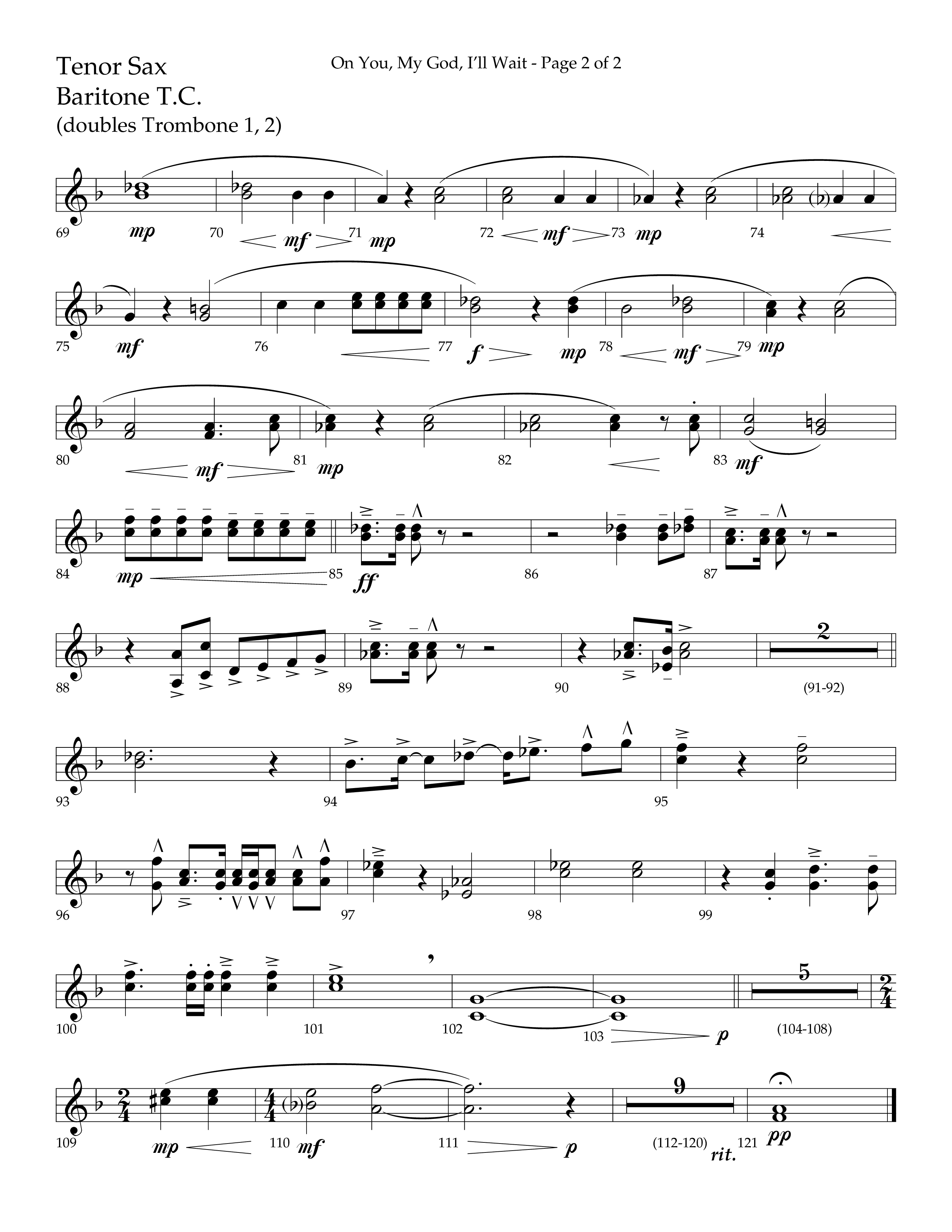 On You My God I'll Wait (Choral Anthem SATB) Tenor Sax/Baritone T.C. (Lifeway Choral / Arr. Craig Adams / Arr. Mike Harland)