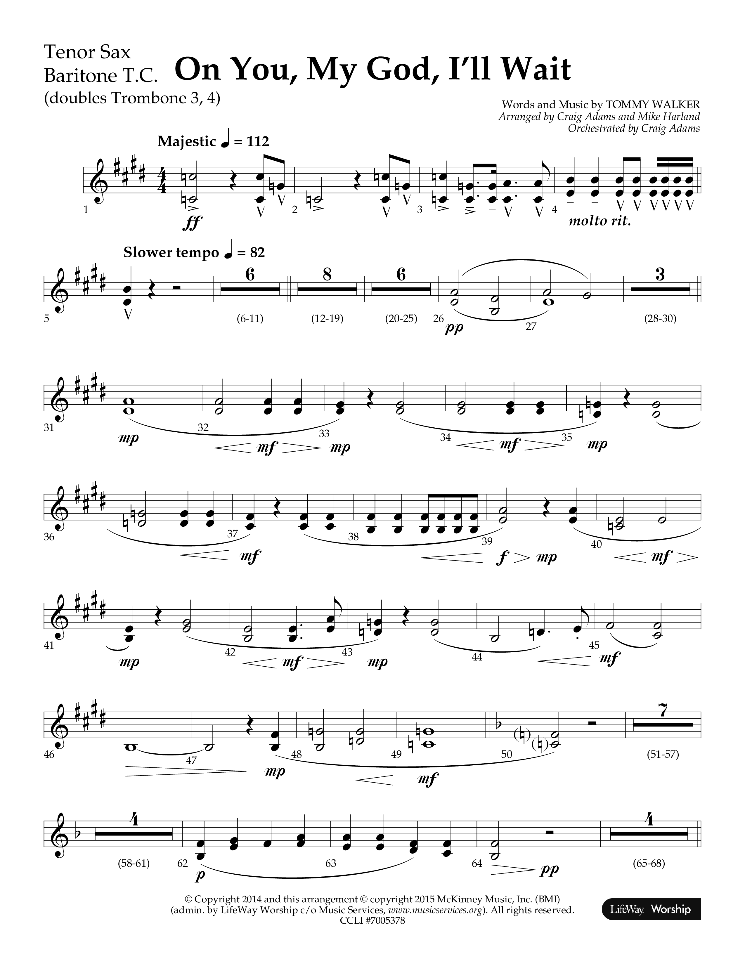 On You My God I'll Wait (Choral Anthem SATB) Tenor Sax/Baritone T.C. (Lifeway Choral / Arr. Craig Adams / Arr. Mike Harland)