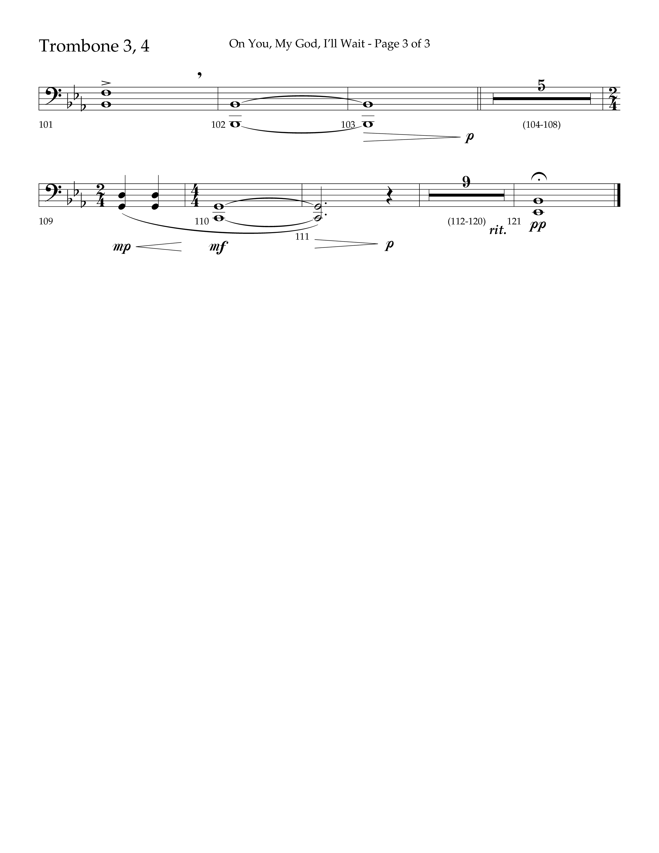 On You My God I'll Wait (Choral Anthem SATB) Trombone 3/4 (Lifeway Choral / Arr. Craig Adams / Arr. Mike Harland)