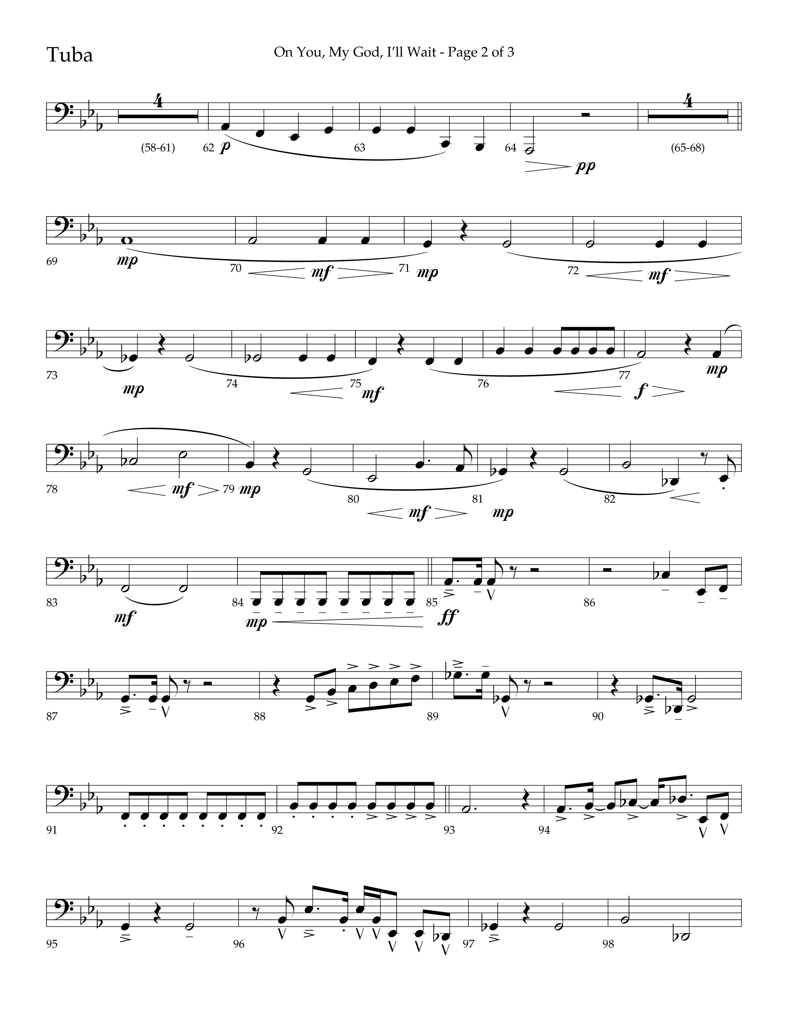On You My God I'll Wait (Choral Anthem SATB) Tuba (Lifeway Choral / Arr. Craig Adams / Arr. Mike Harland)