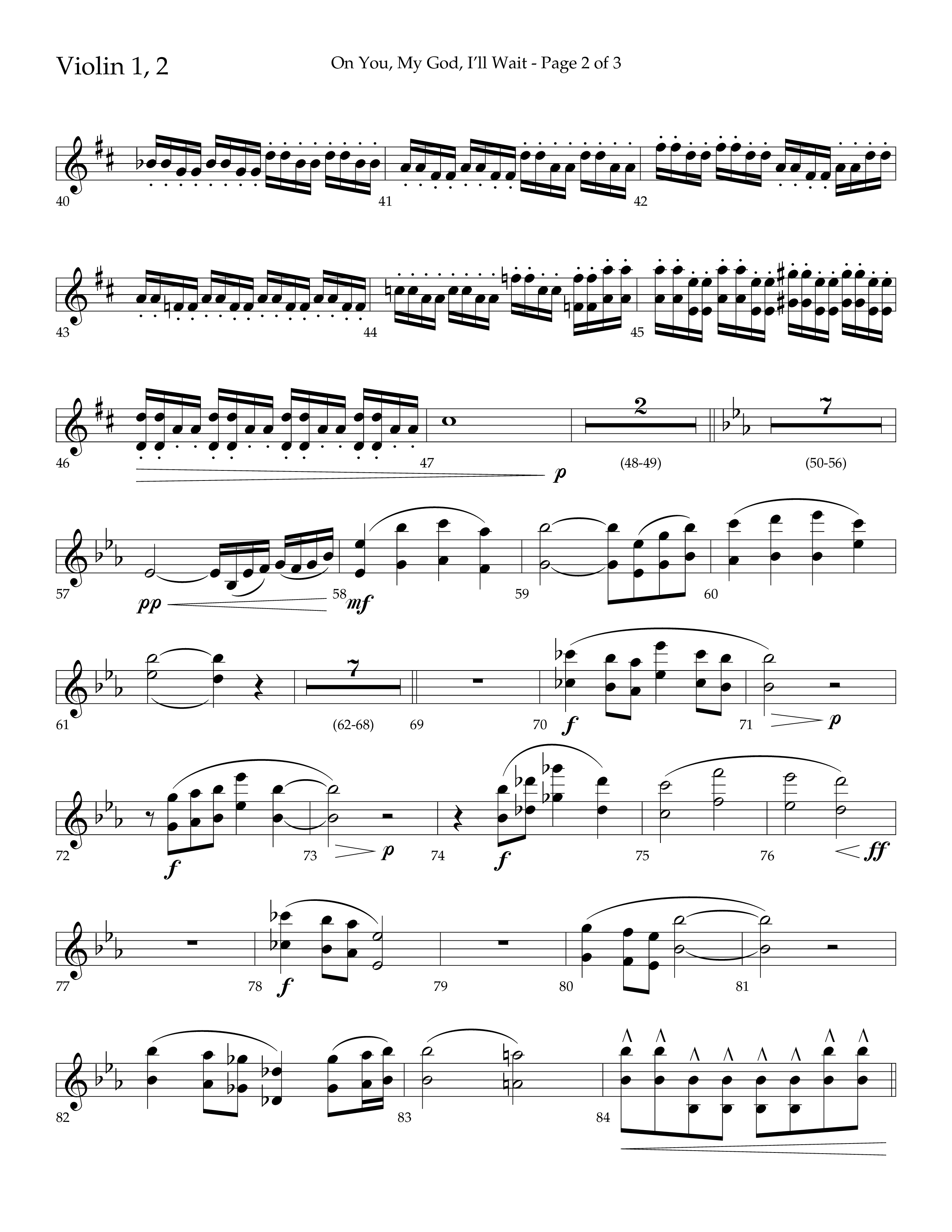 On You My God I'll Wait (Choral Anthem SATB) Violin 1/2 (Lifeway Choral / Arr. Craig Adams / Arr. Mike Harland)