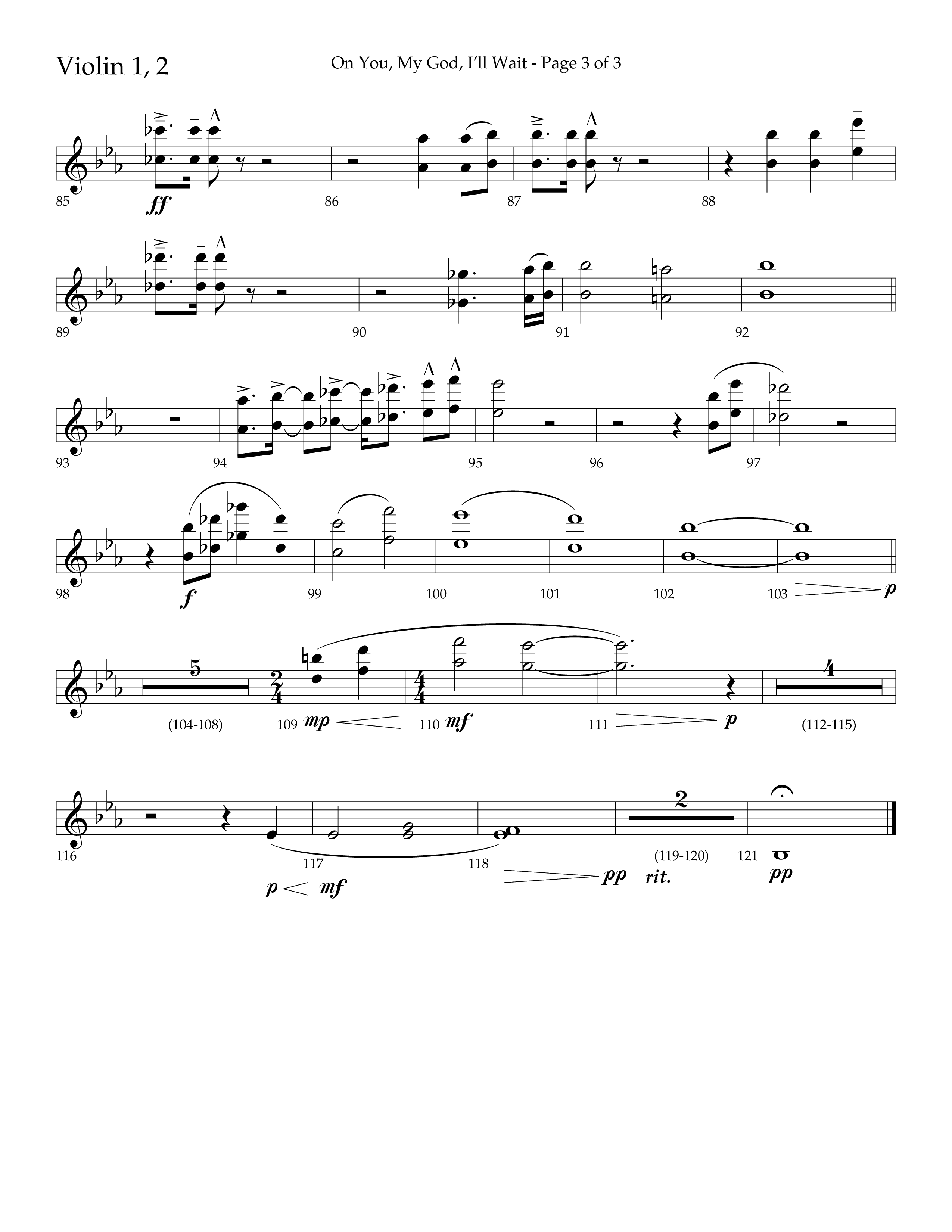On You My God I'll Wait (Choral Anthem SATB) Violin 1/2 (Lifeway Choral / Arr. Craig Adams / Arr. Mike Harland)