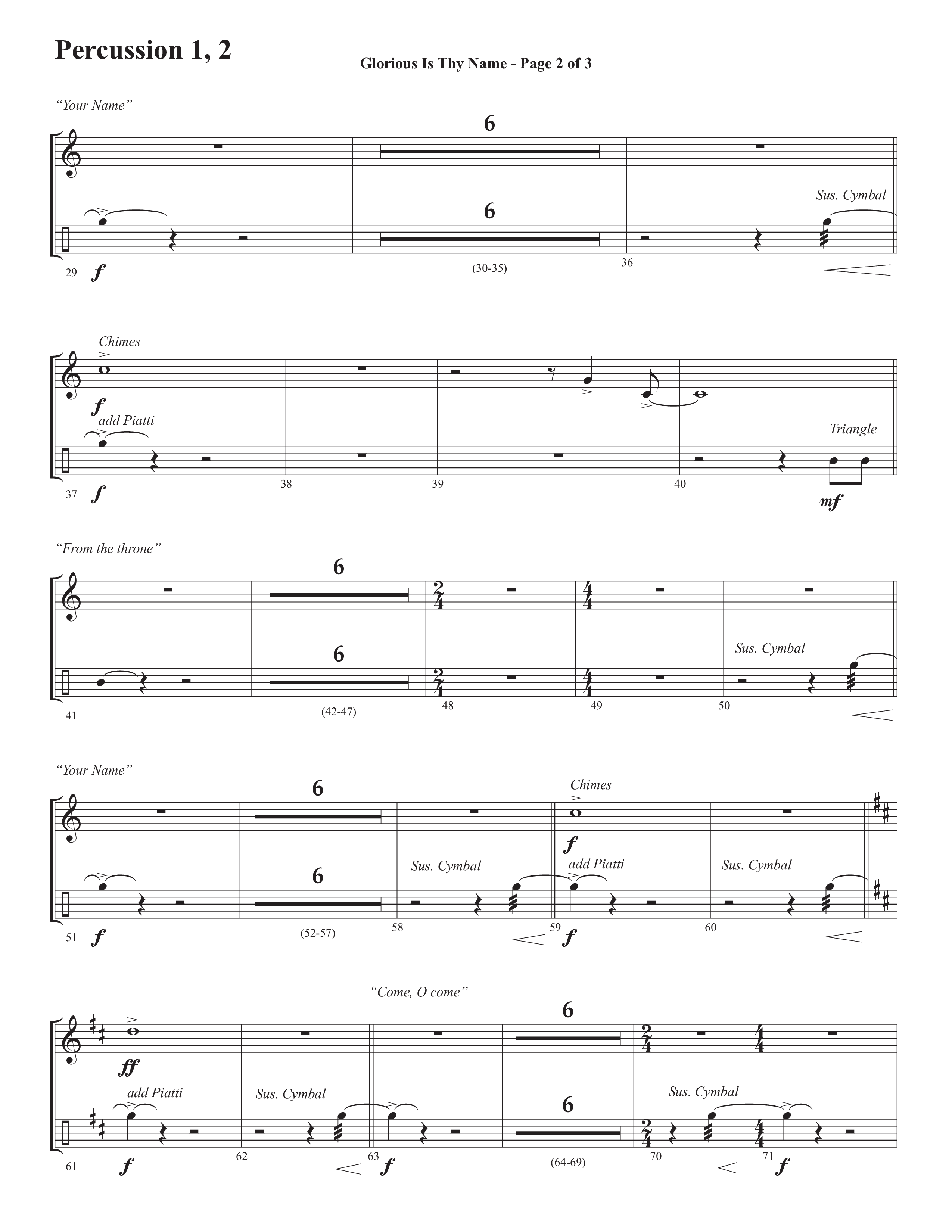 Glorious Is Thy Name (with Your Name) (Choral Anthem SATB) Percussion 1/2 (Semsen Music / Arr. John Bolin / Orch. Cliff Duren)