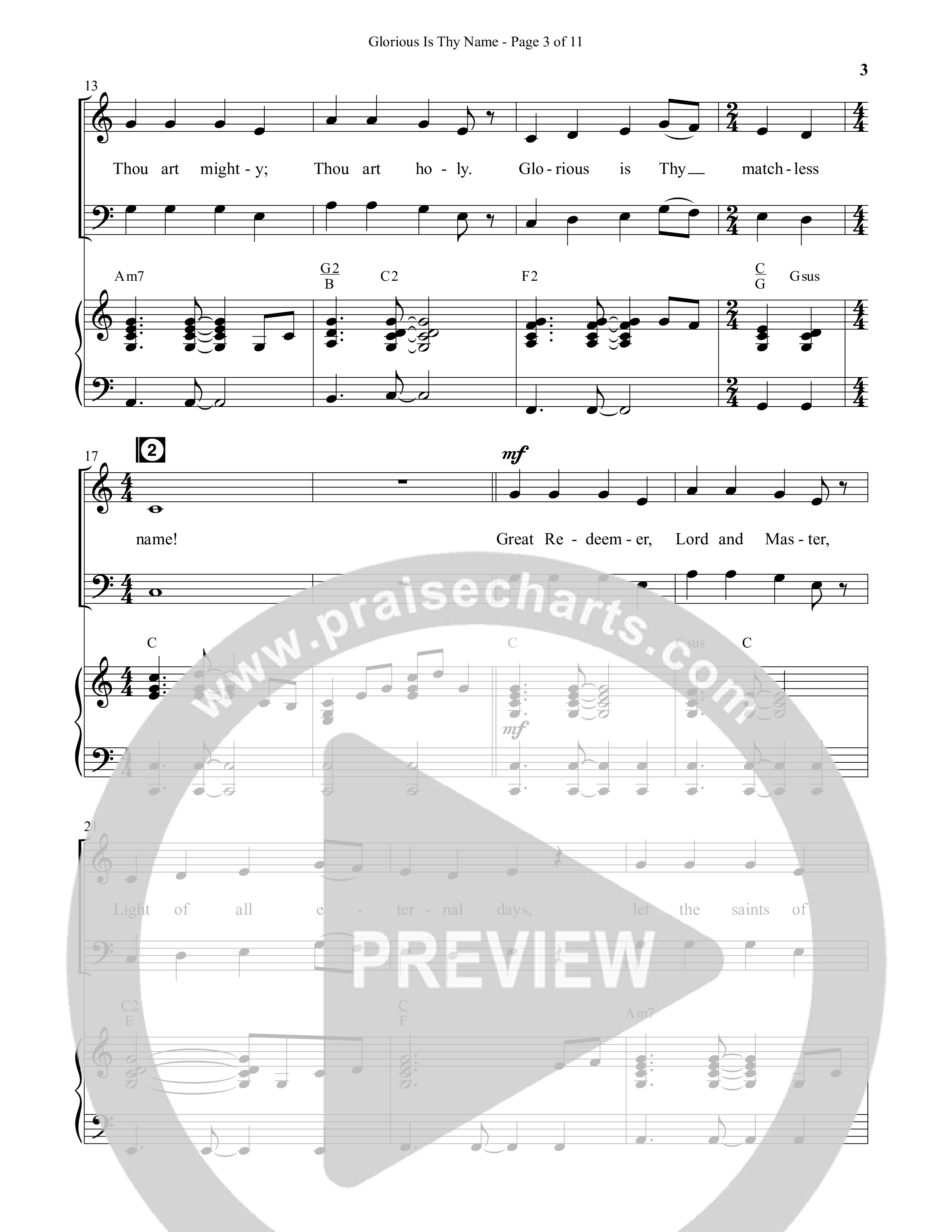 Glorious Is Thy Name (with Your Name) (Choral Anthem SATB) Anthem (SATB/Piano) (Semsen Music / Arr. John Bolin / Orch. Cliff Duren)
