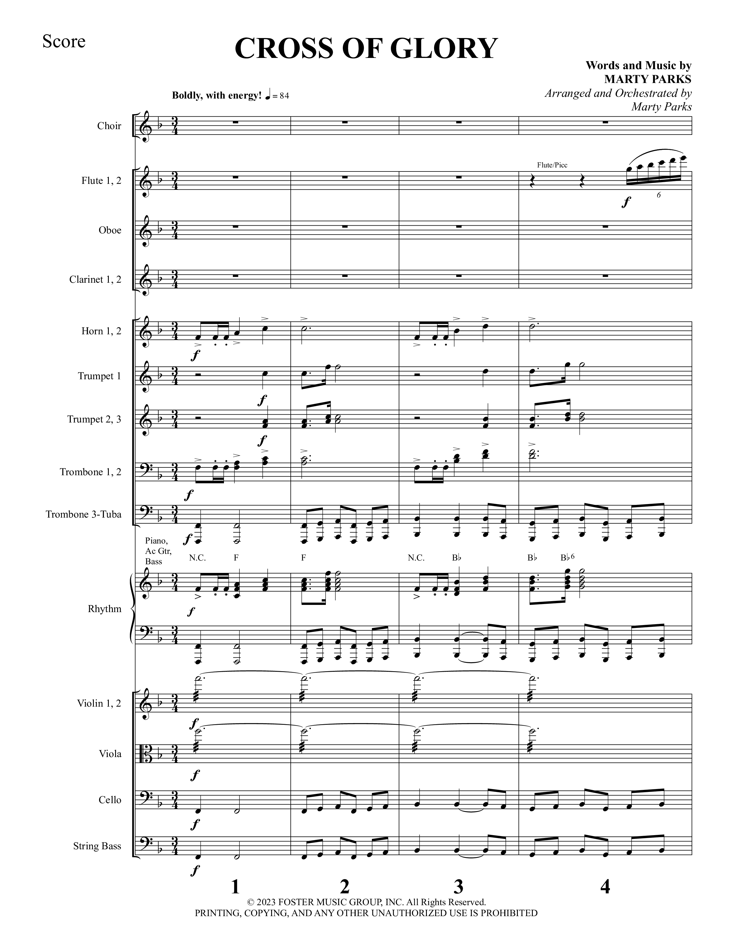 Glorious Cross (5 Song Choral Collection) Song 1 (Orchestration) (Foster Music Group / Arr. Marty Parks)