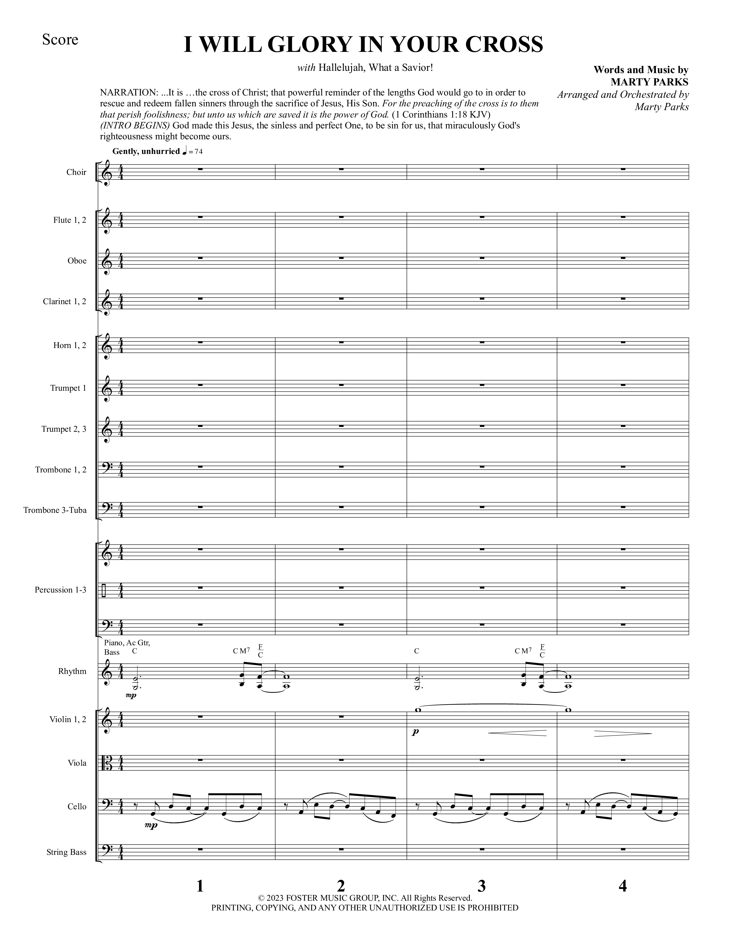 Glorious Cross (5 Song Choral Collection) Song 2 (Orchestration) (Foster Music Group / Arr. Marty Parks)