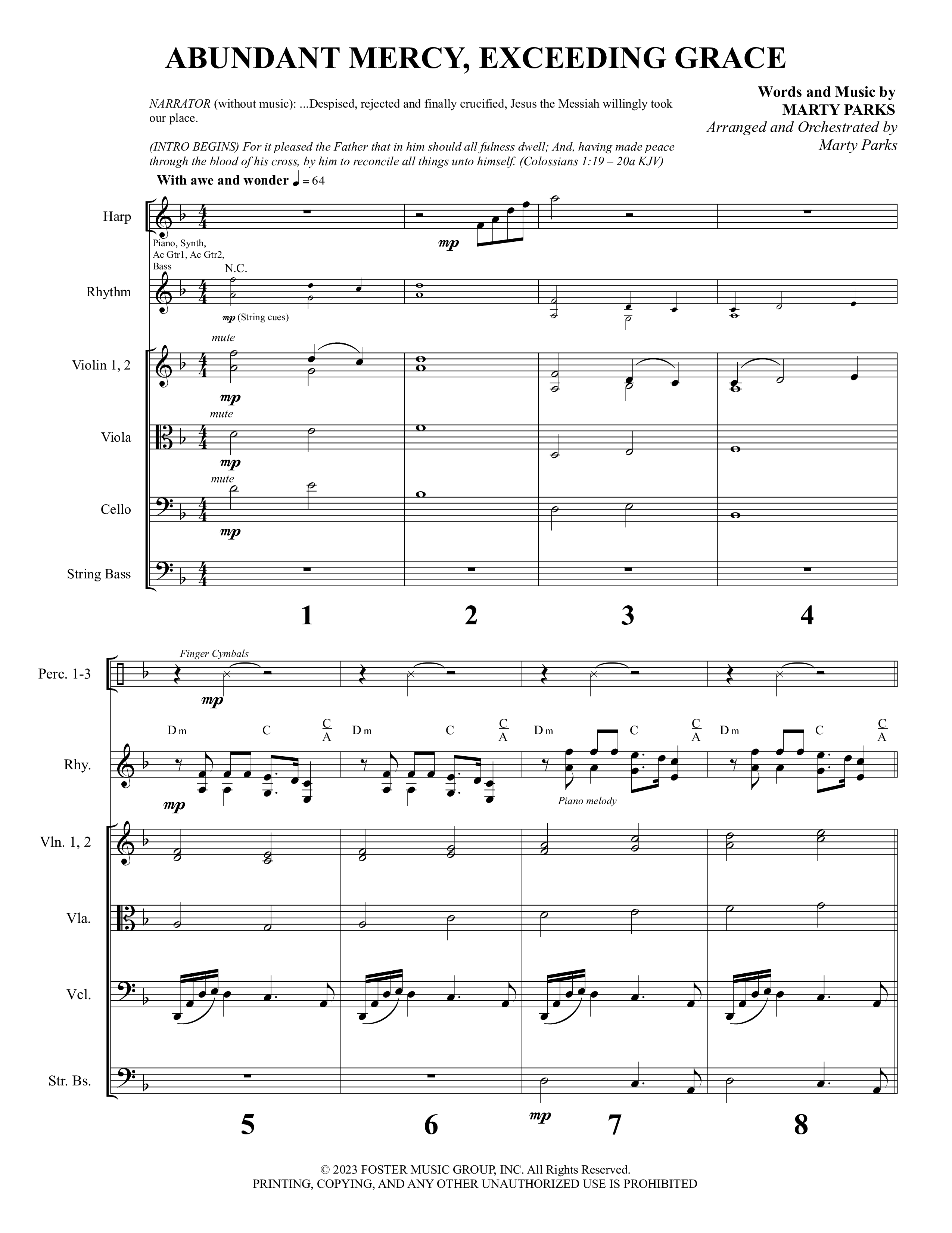 Glorious Cross (5 Song Choral Collection) Song 3 (Orchestration) (Foster Music Group / Arr. Marty Parks)
