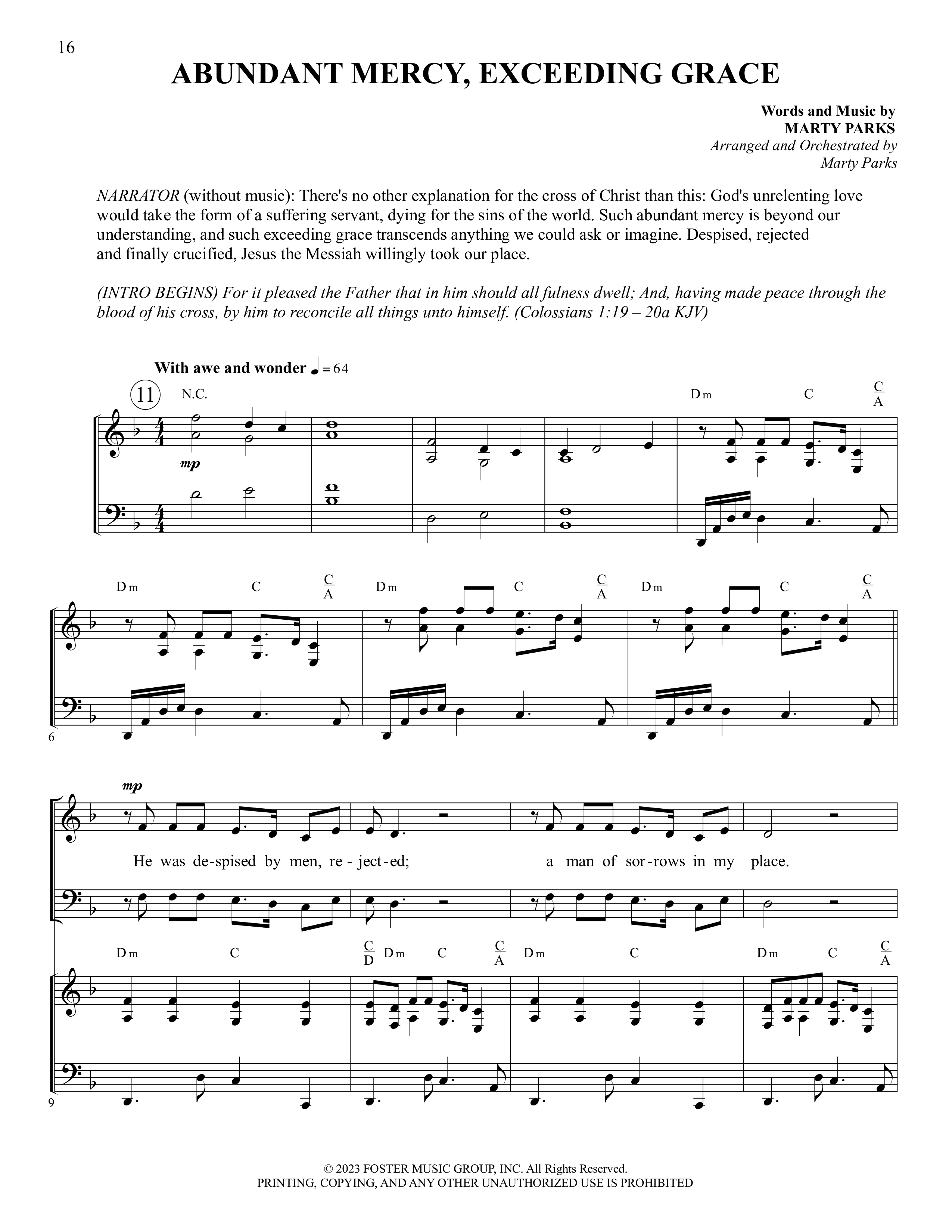 Glorious Cross (5 Song Choral Collection) Song 3 (Piano SATB) (Foster Music Group / Arr. Marty Parks)