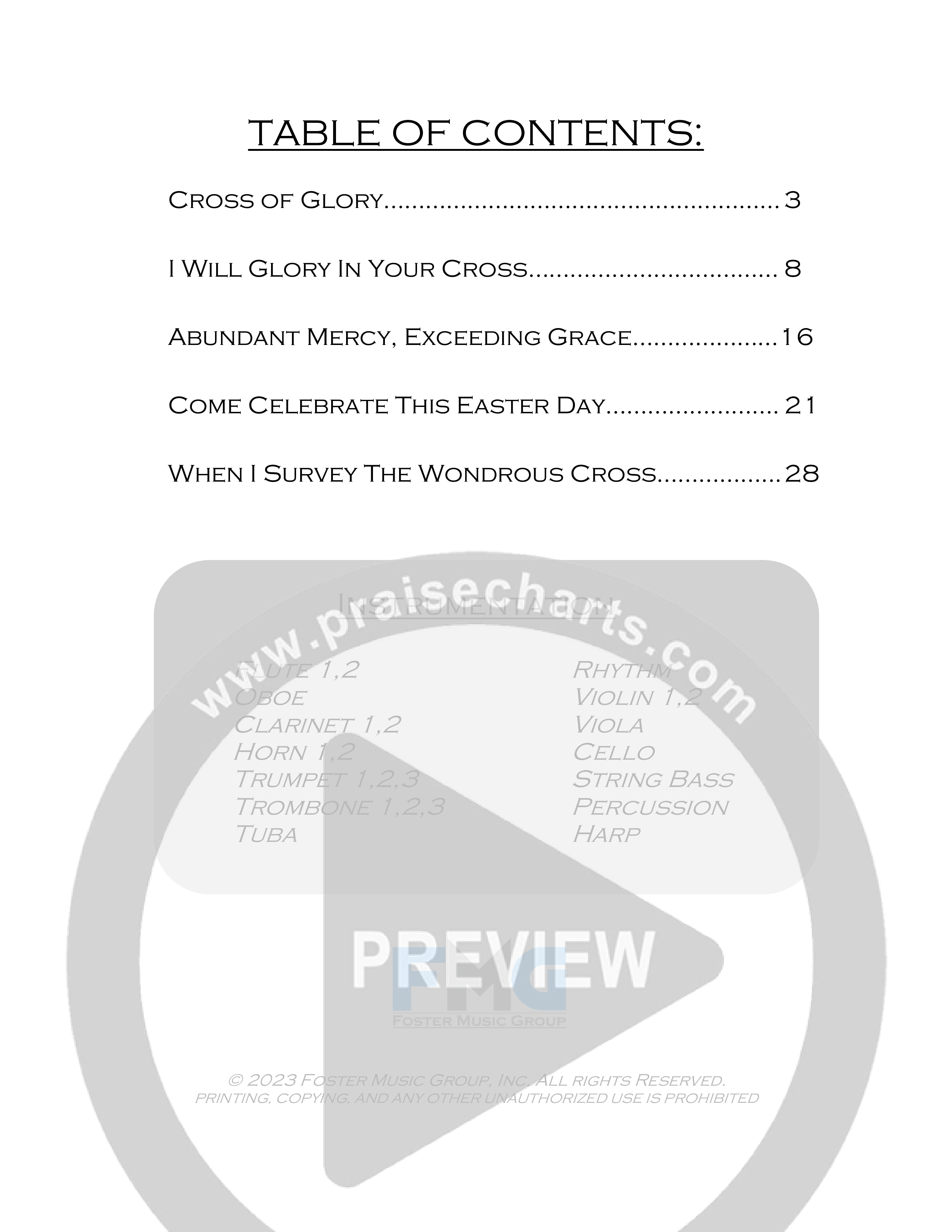 Glorious Cross (5 Song Choral Collection) Choral Book (Foster Music Group / Arr. Marty Parks)