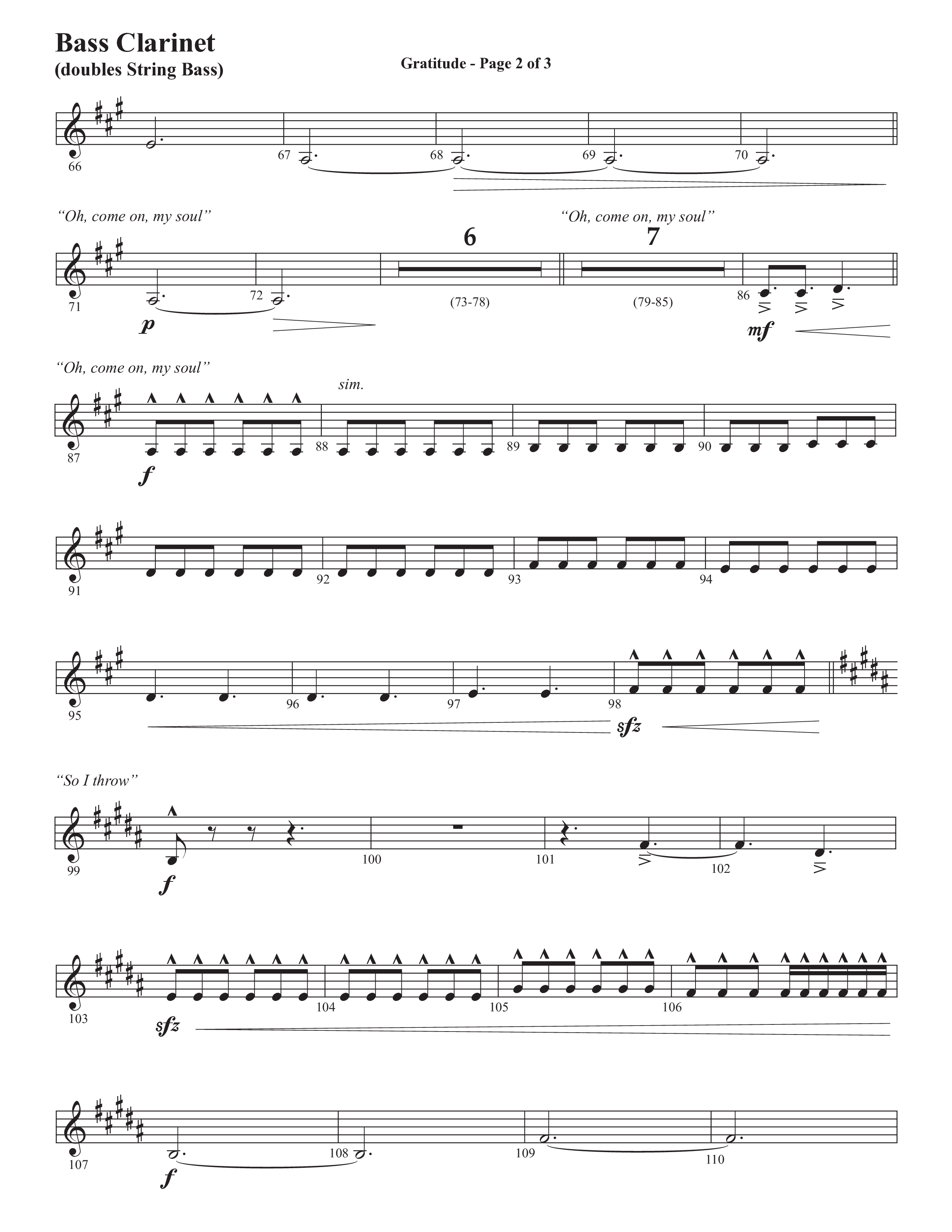 Gratitude (Choral Anthem SATB) Bass Clarinet (Semsen Music / Arr. John Bolin / Orch. Cliff Duren)