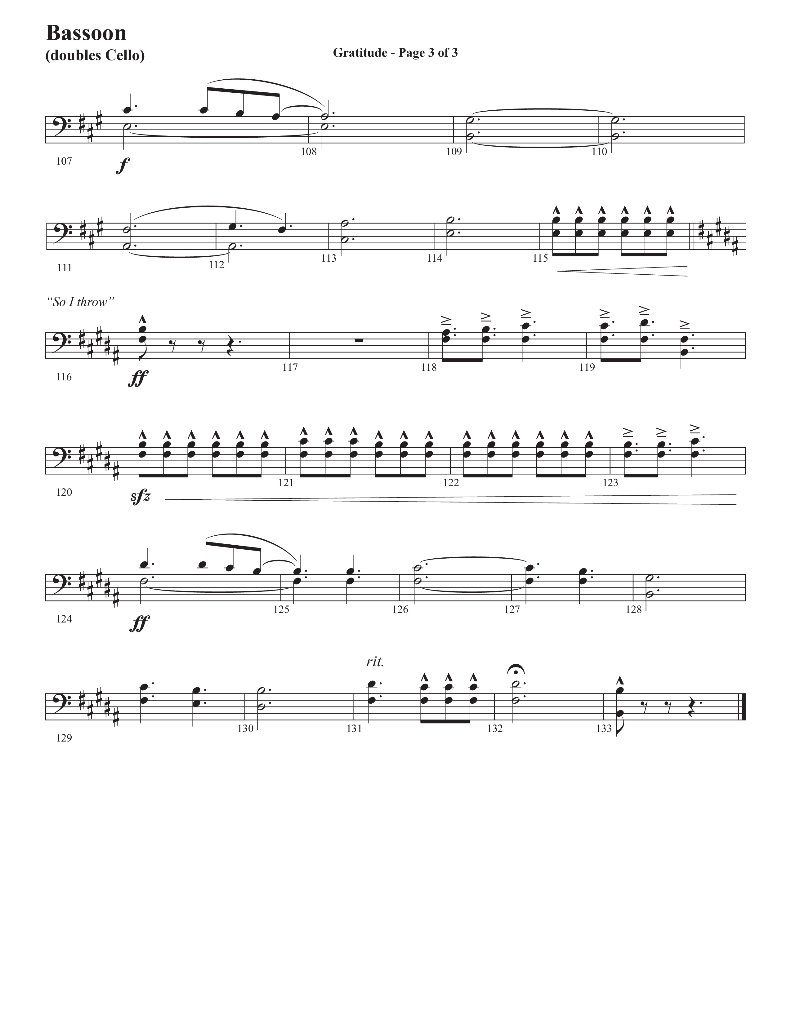 Gratitude (Choral Anthem SATB) Bassoon (Semsen Music / Arr. John Bolin / Orch. Cliff Duren)