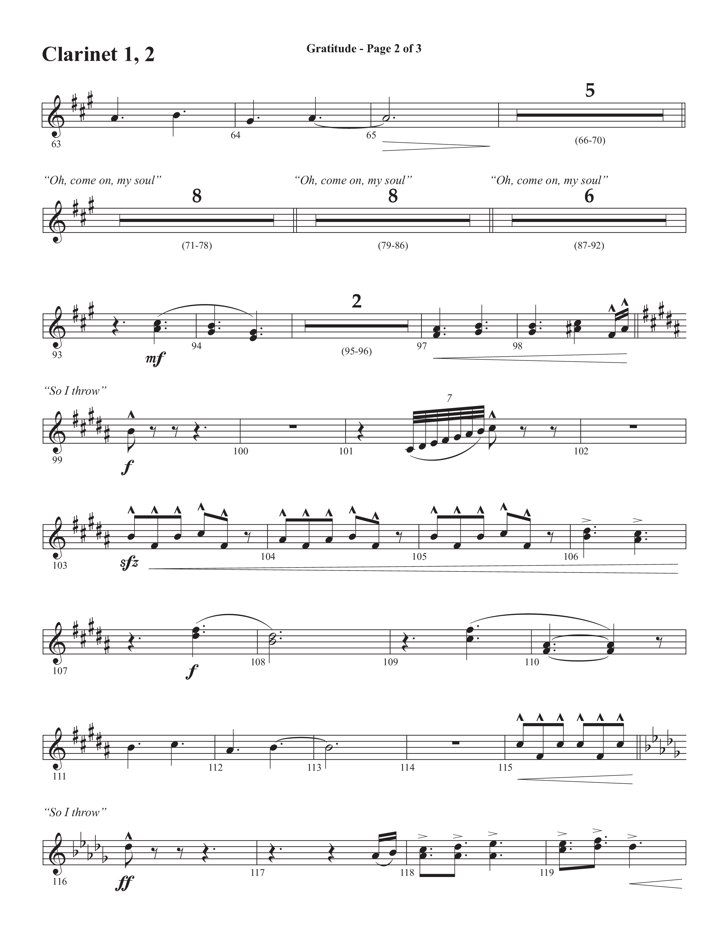 Gratitude (Choral Anthem SATB) Clarinet 1/2 (Semsen Music / Arr. John Bolin / Orch. Cliff Duren)