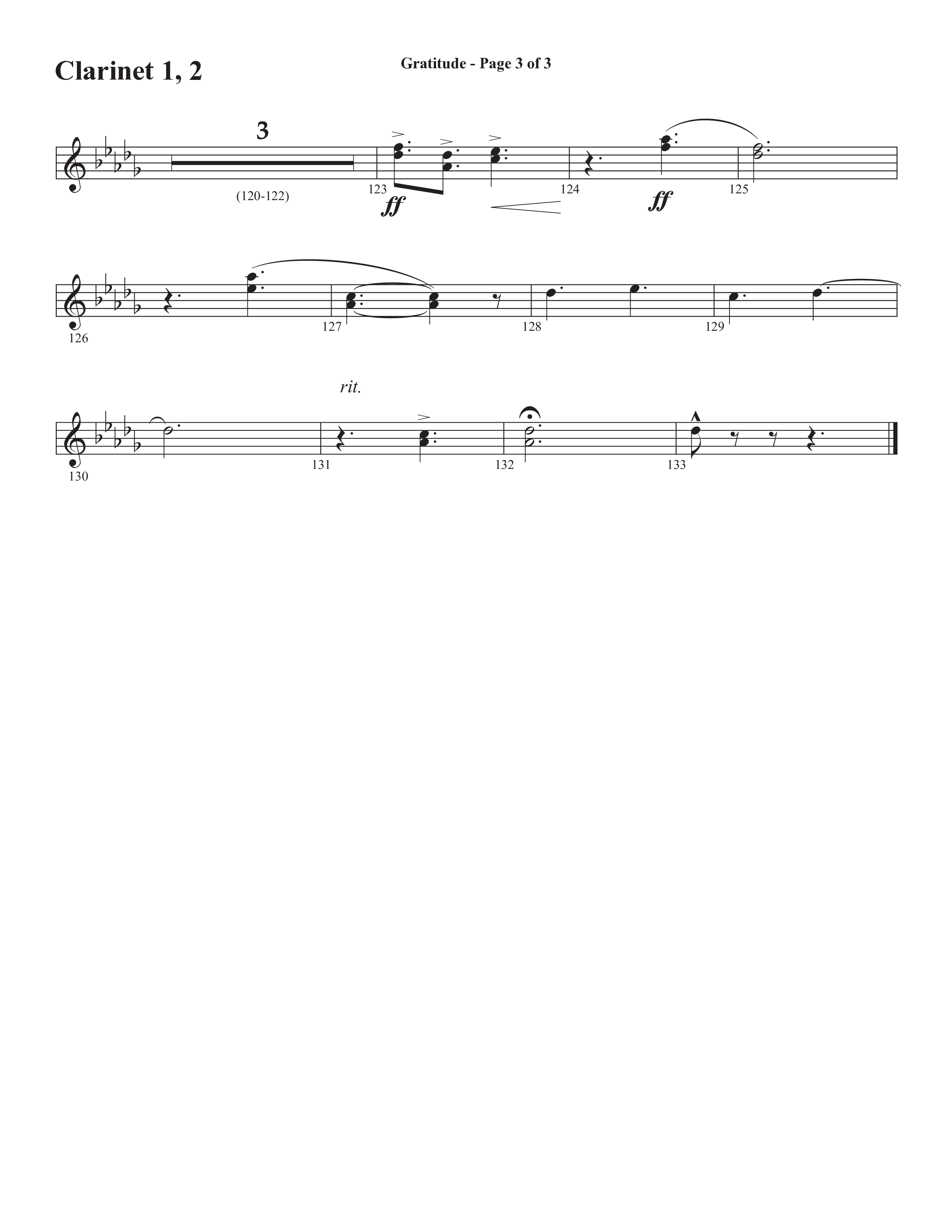 Gratitude (Choral Anthem SATB) Clarinet 1/2 (Semsen Music / Arr. John Bolin / Orch. Cliff Duren)