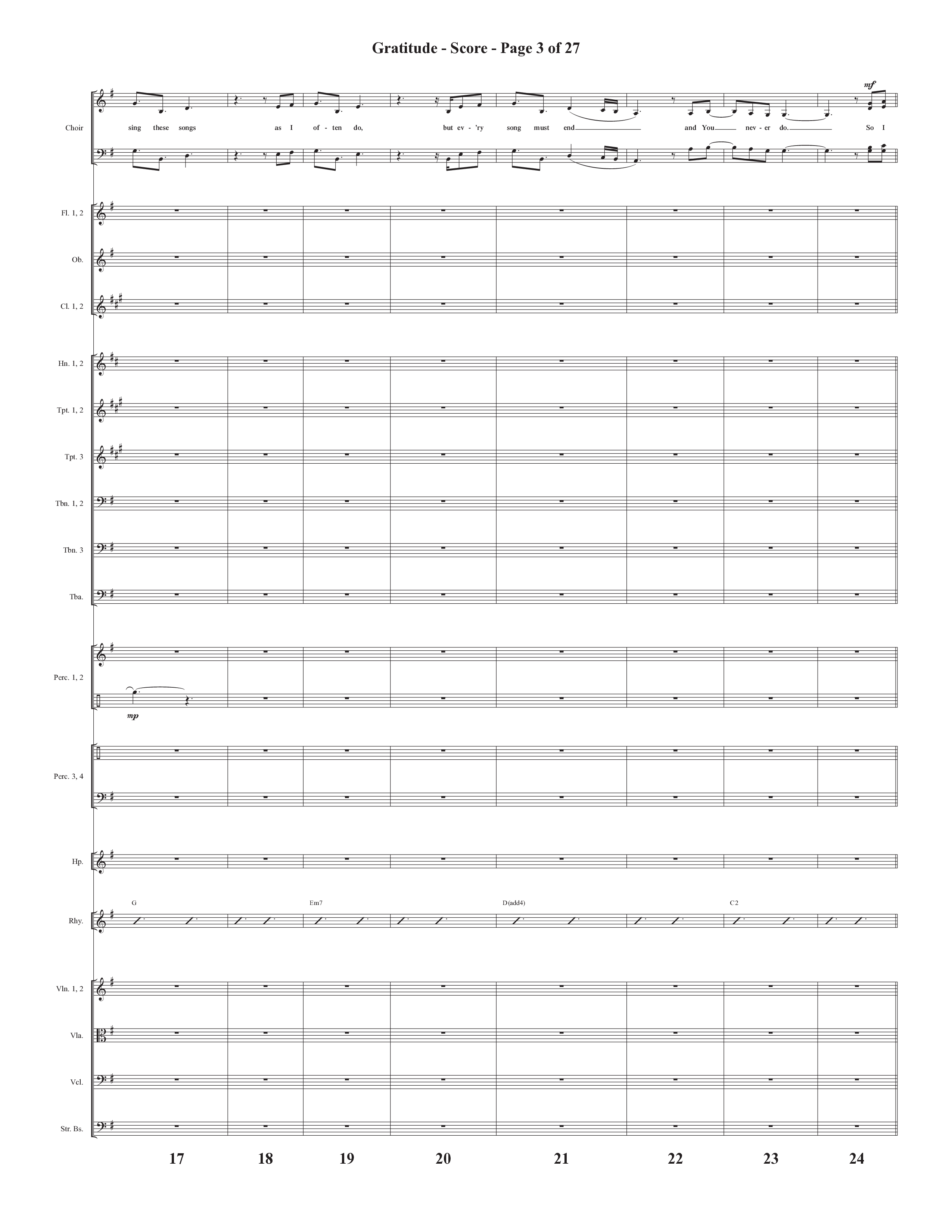 Gratitude (Choral Anthem SATB) Conductor's Score (Semsen Music / Arr. John Bolin / Orch. Cliff Duren)