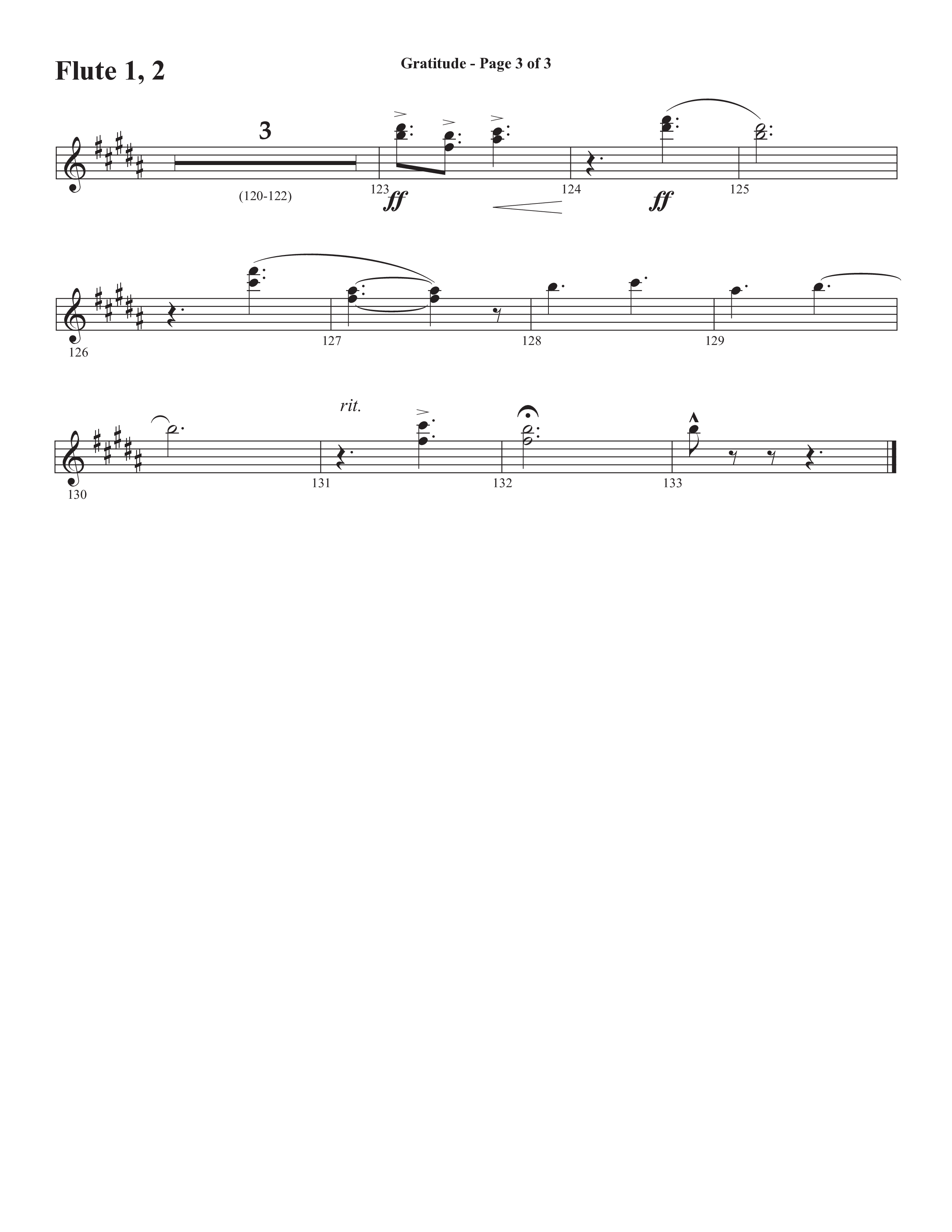 Gratitude (Choral Anthem SATB) Flute 1/2 (Semsen Music / Arr. John Bolin / Orch. Cliff Duren)