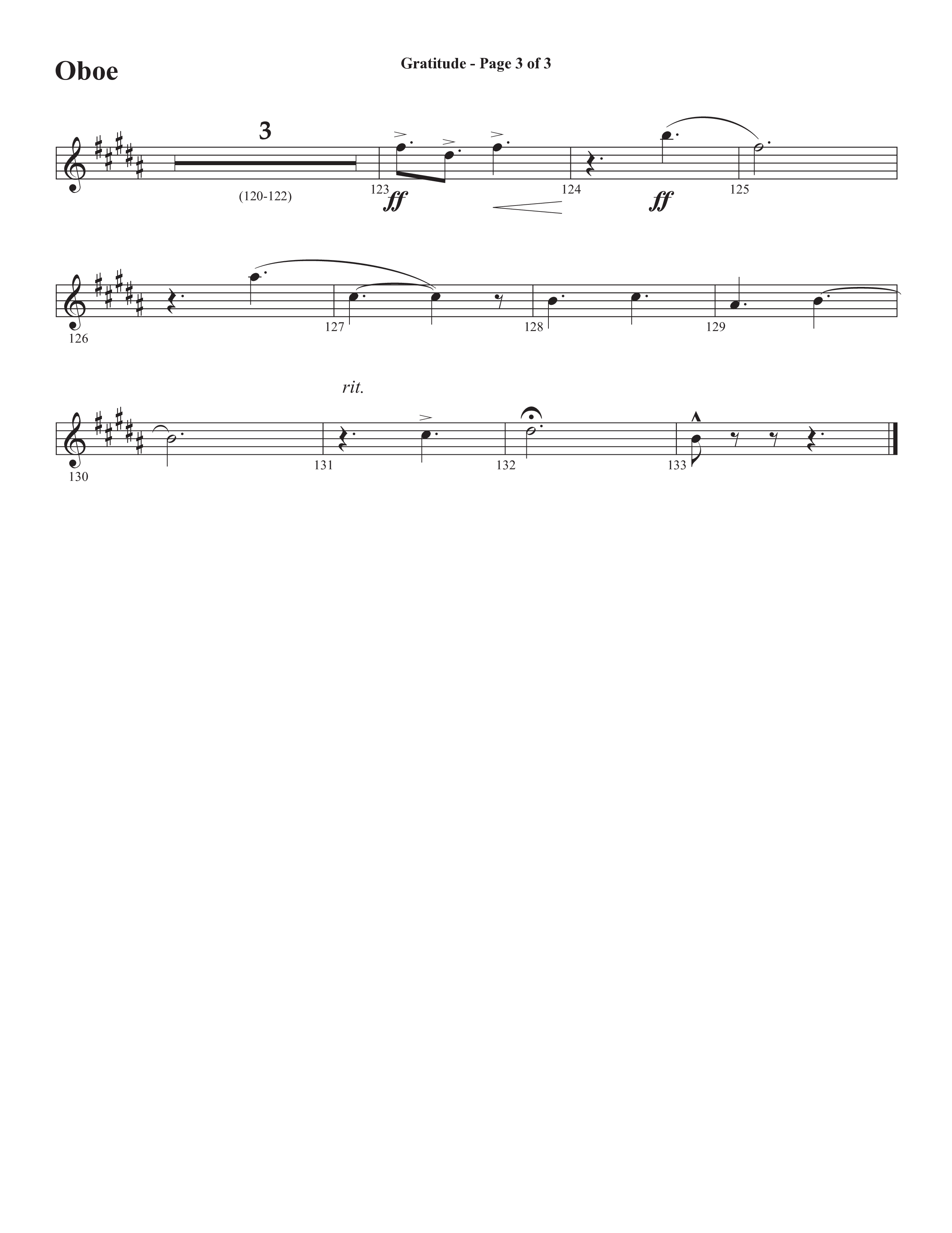 Gratitude (Choral Anthem SATB) Oboe (Semsen Music / Arr. John Bolin / Orch. Cliff Duren)