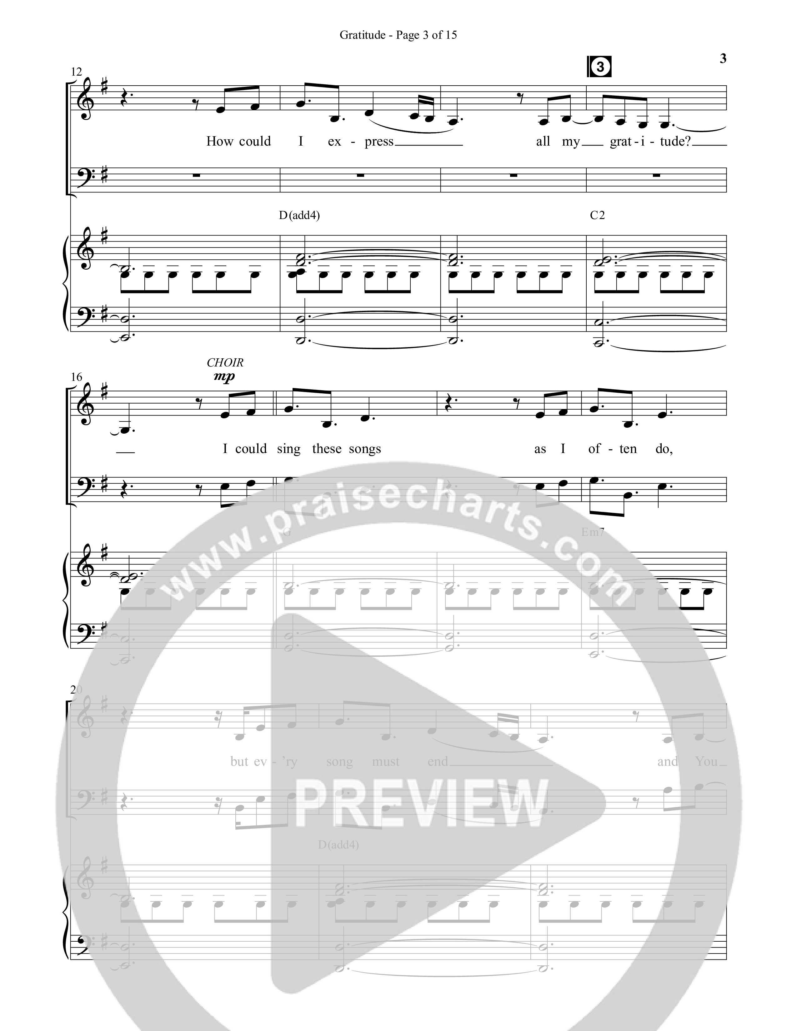 Gratitude (Choral Anthem SATB) Anthem (SATB/Piano) (Semsen Music / Arr. John Bolin / Orch. Cliff Duren)