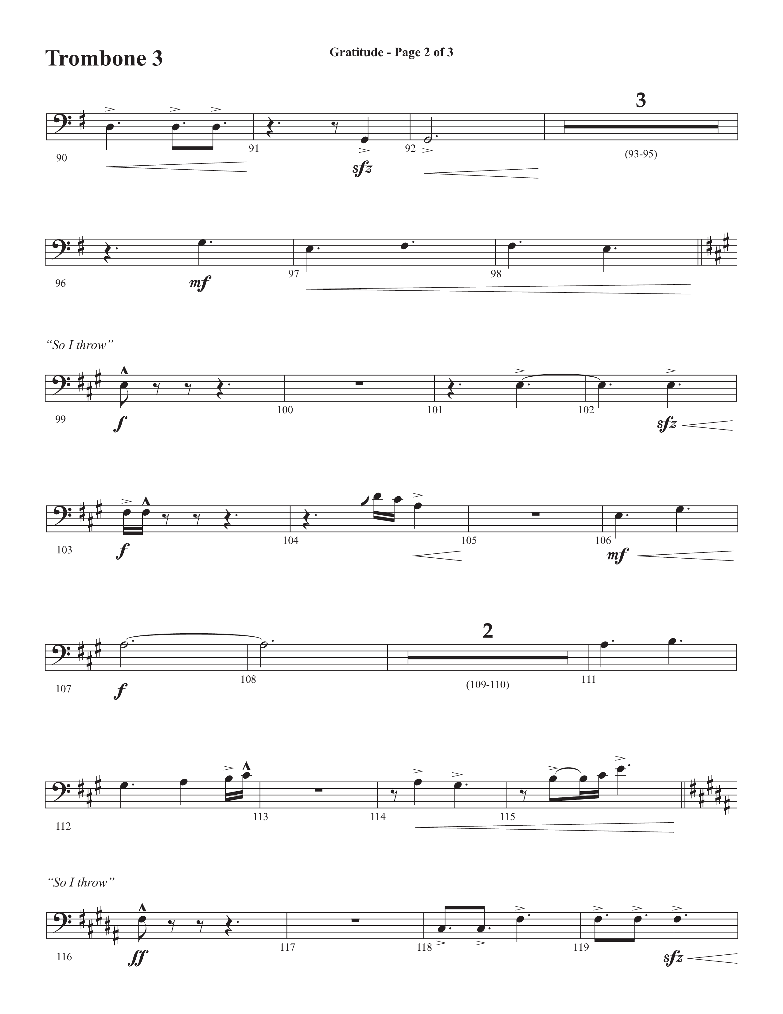 Gratitude (Choral Anthem SATB) Trombone 3 (Semsen Music / Arr. John Bolin / Orch. Cliff Duren)