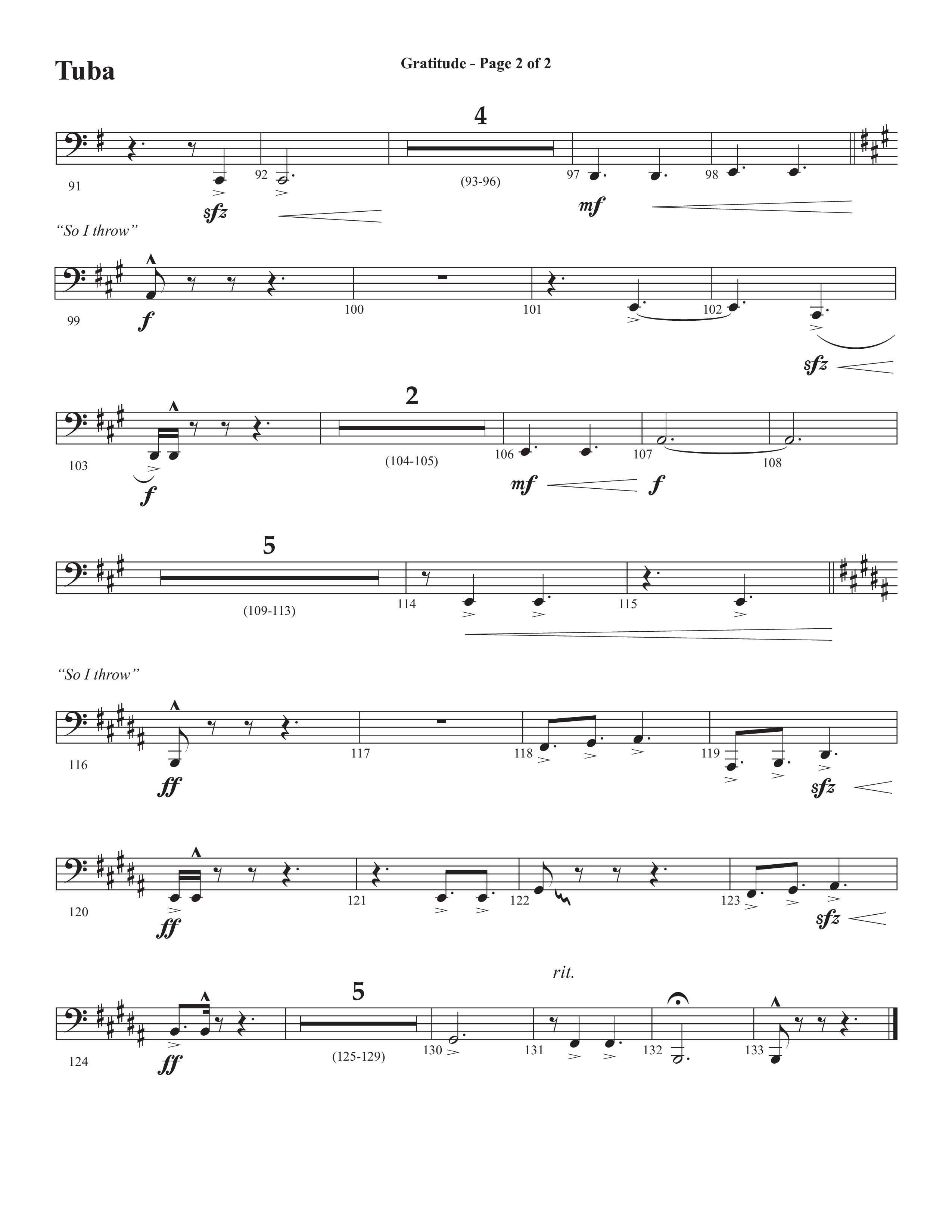 Gratitude (Choral Anthem SATB) Tuba (Semsen Music / Arr. John Bolin / Orch. Cliff Duren)
