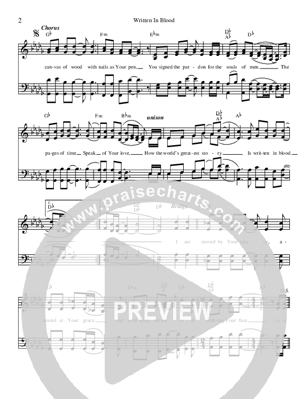 Written In Blood Lead Sheet (Brian Free & Assurance)