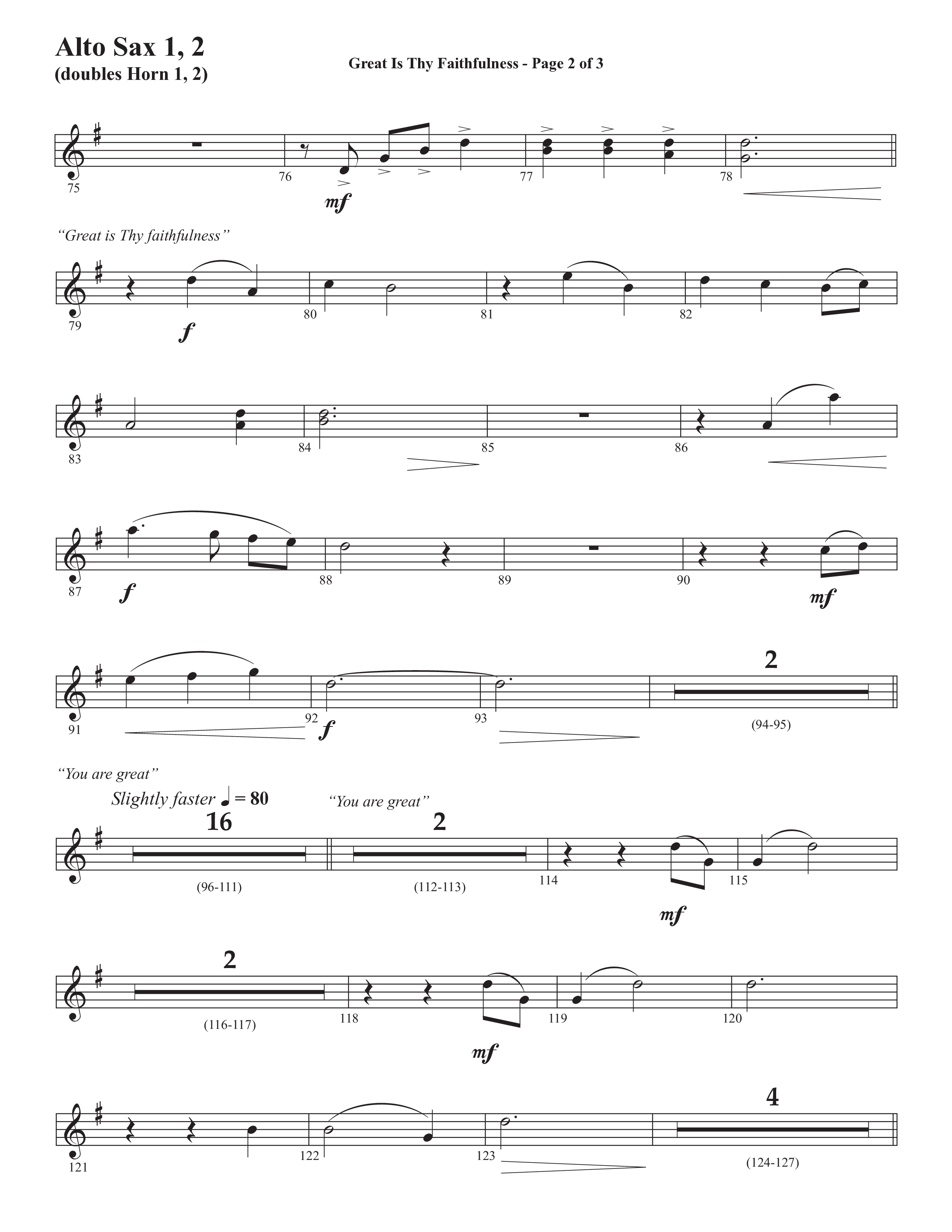Great Is Thy Faithfulness (You Are Great) (Choral Anthem SATB) Alto Sax 1/2 (Semsen Music / Arr. John Bolin / Orch. David Shipps)