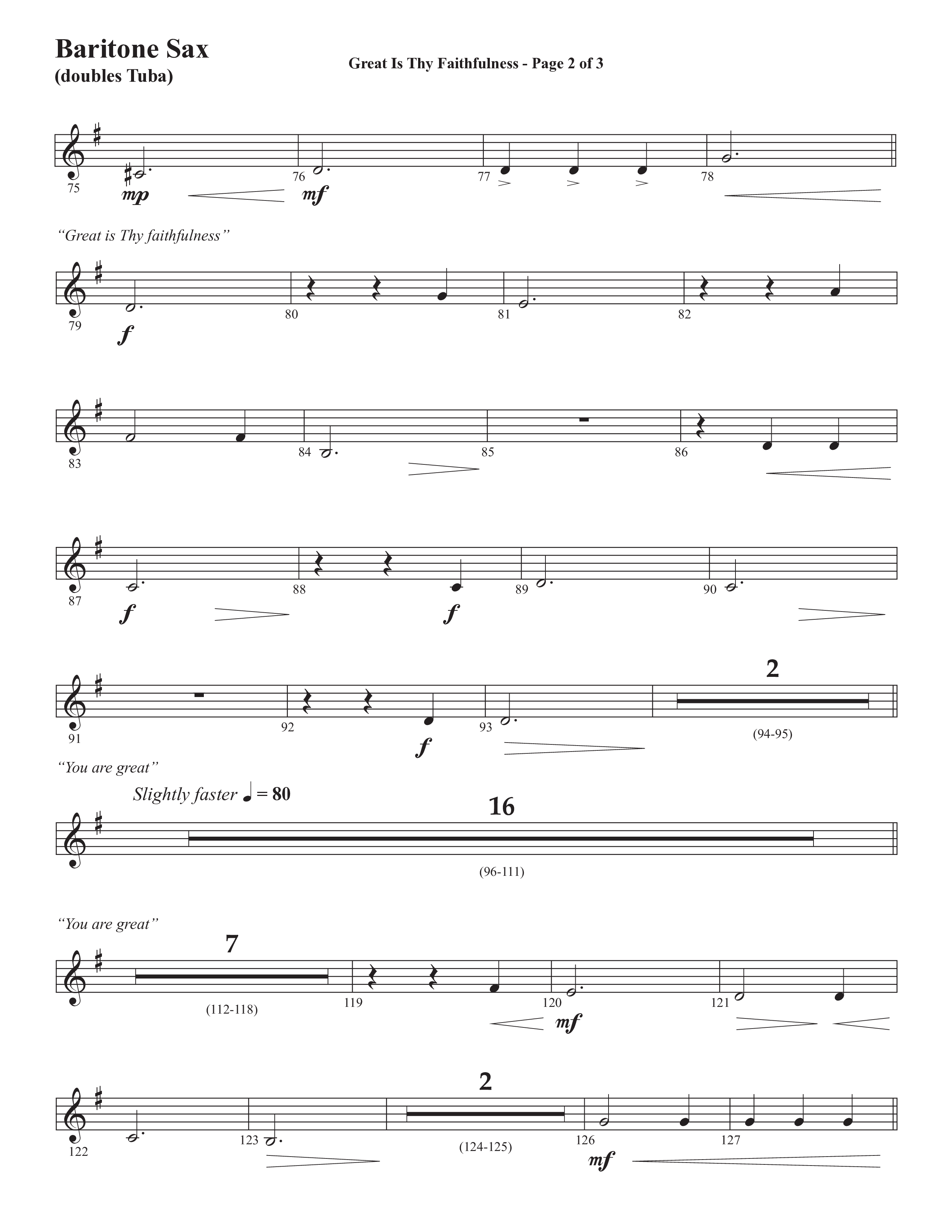 Great Is Thy Faithfulness (You Are Great) (Choral Anthem SATB) Bari Sax (Semsen Music / Arr. John Bolin / Orch. David Shipps)