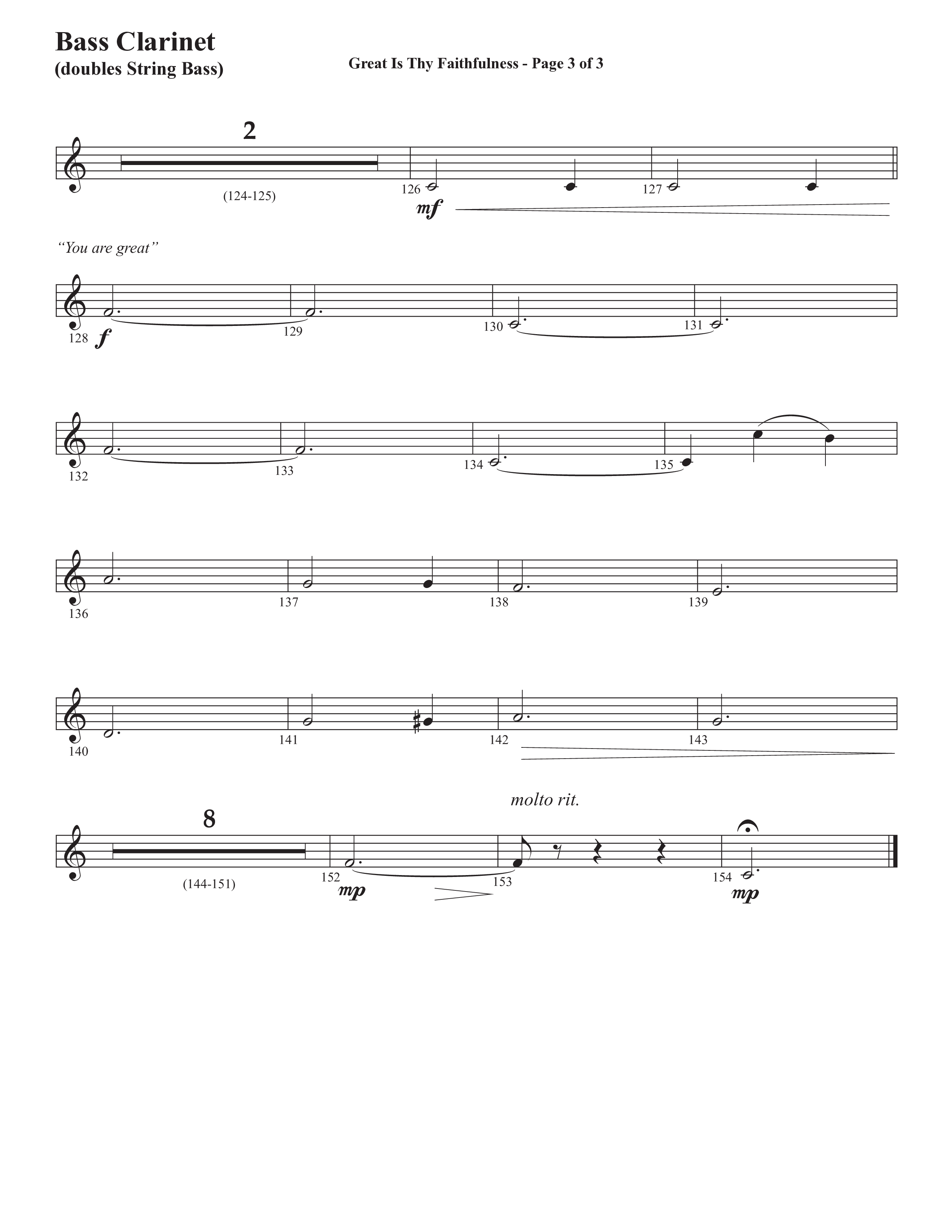 Great Is Thy Faithfulness (You Are Great) (Choral Anthem SATB) Bass Clarinet (Semsen Music / Arr. John Bolin / Orch. David Shipps)