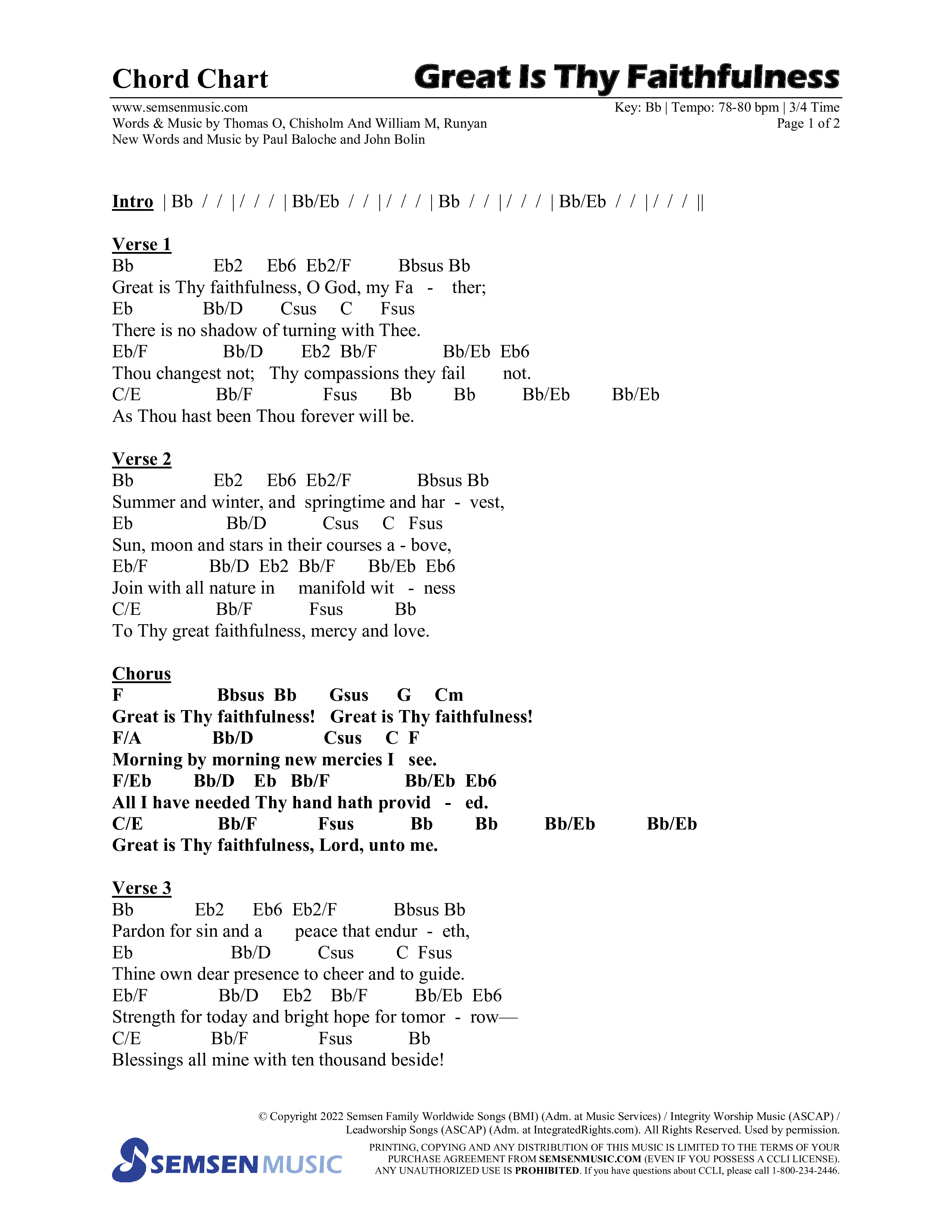 Great Is Thy Faithfulness (You Are Great) (Choral Anthem SATB) Chords & Lead Sheet (Semsen Music / Arr. John Bolin / Orch. David Shipps)