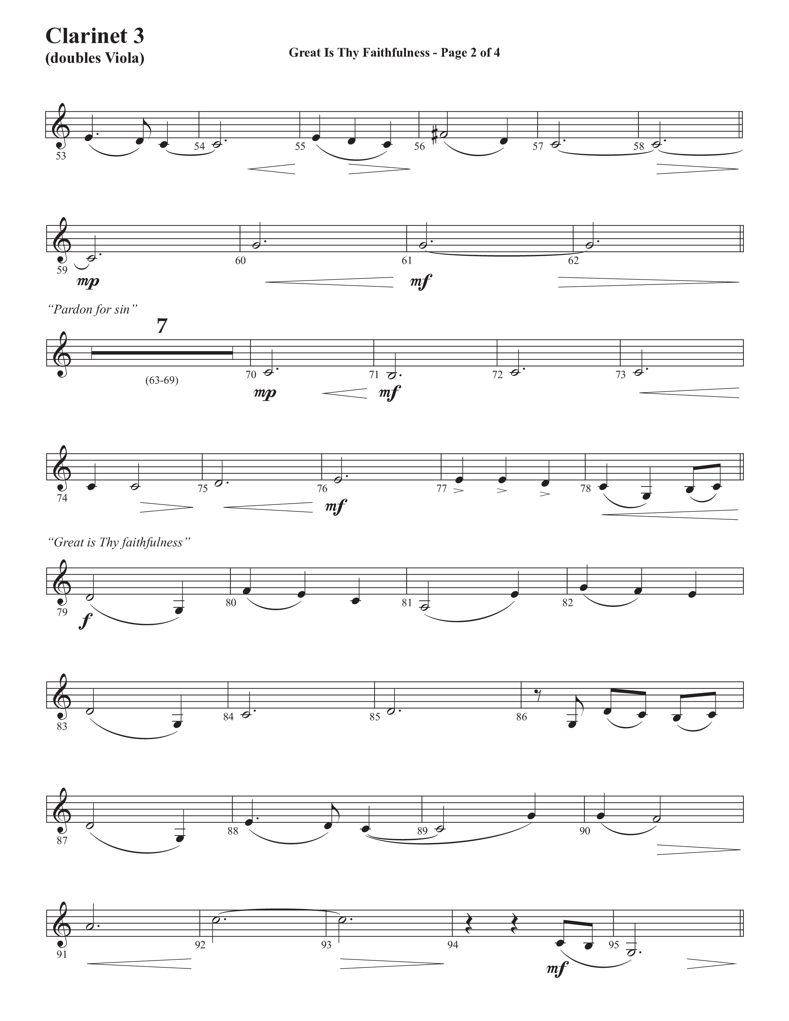 Great Is Thy Faithfulness (You Are Great) (Choral Anthem SATB) Clarinet 3 (Semsen Music / Arr. John Bolin / Orch. David Shipps)