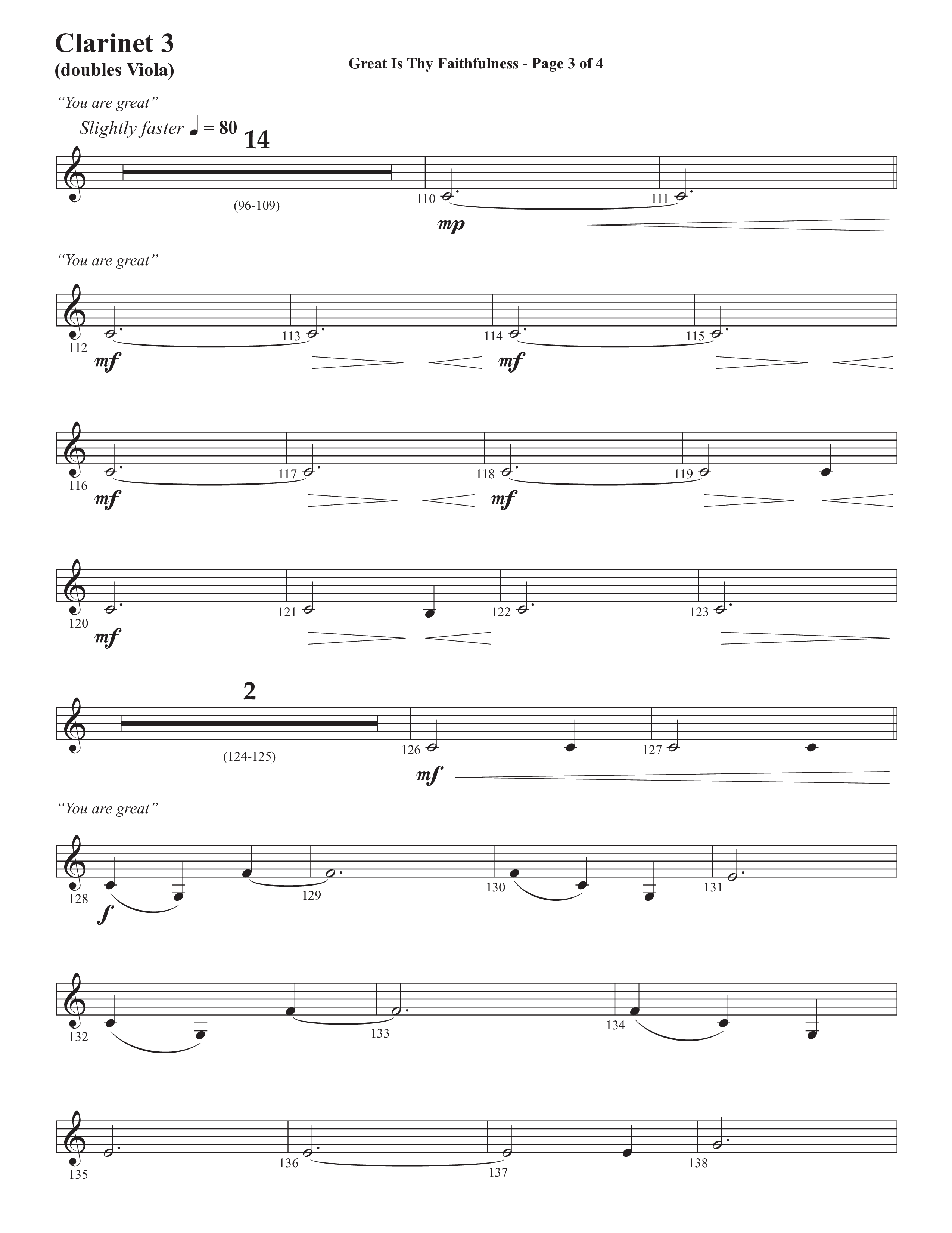 Great Is Thy Faithfulness (You Are Great) (Choral Anthem SATB) Clarinet 3 (Semsen Music / Arr. John Bolin / Orch. David Shipps)